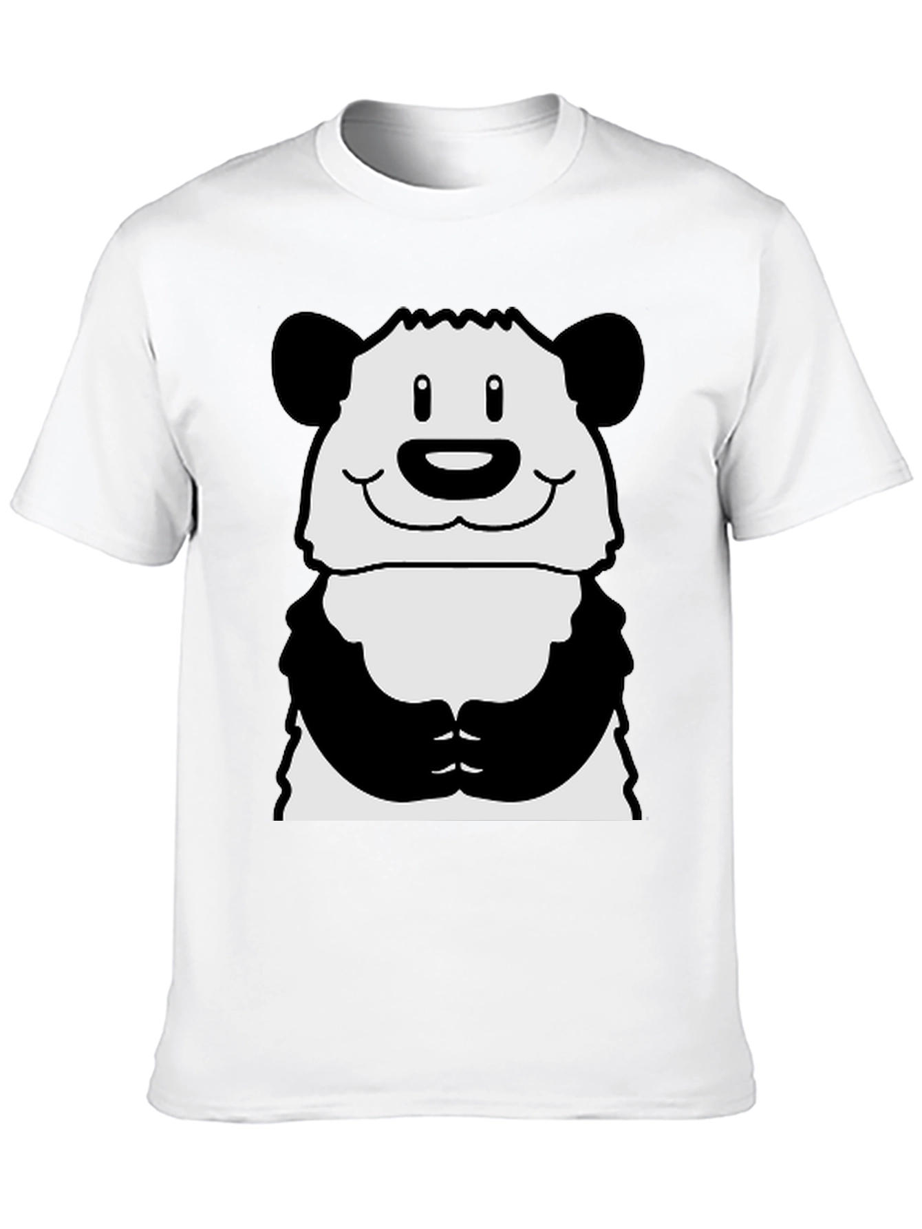 Cute Panda Graphic Print Black T-Shirt