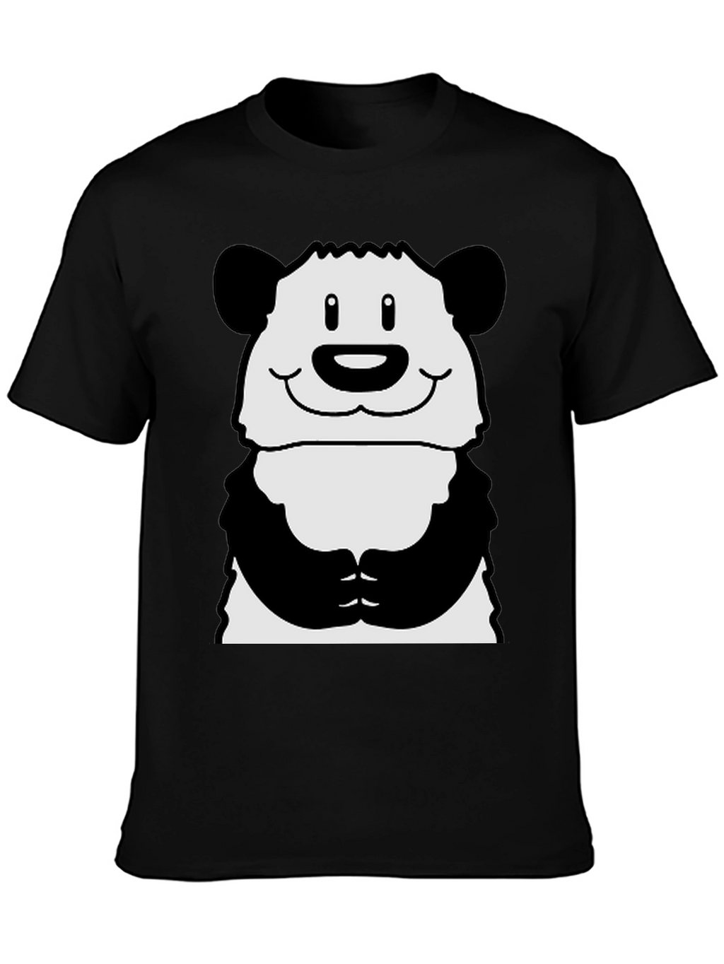 Cute Panda Graphic Print Black T-Shirt