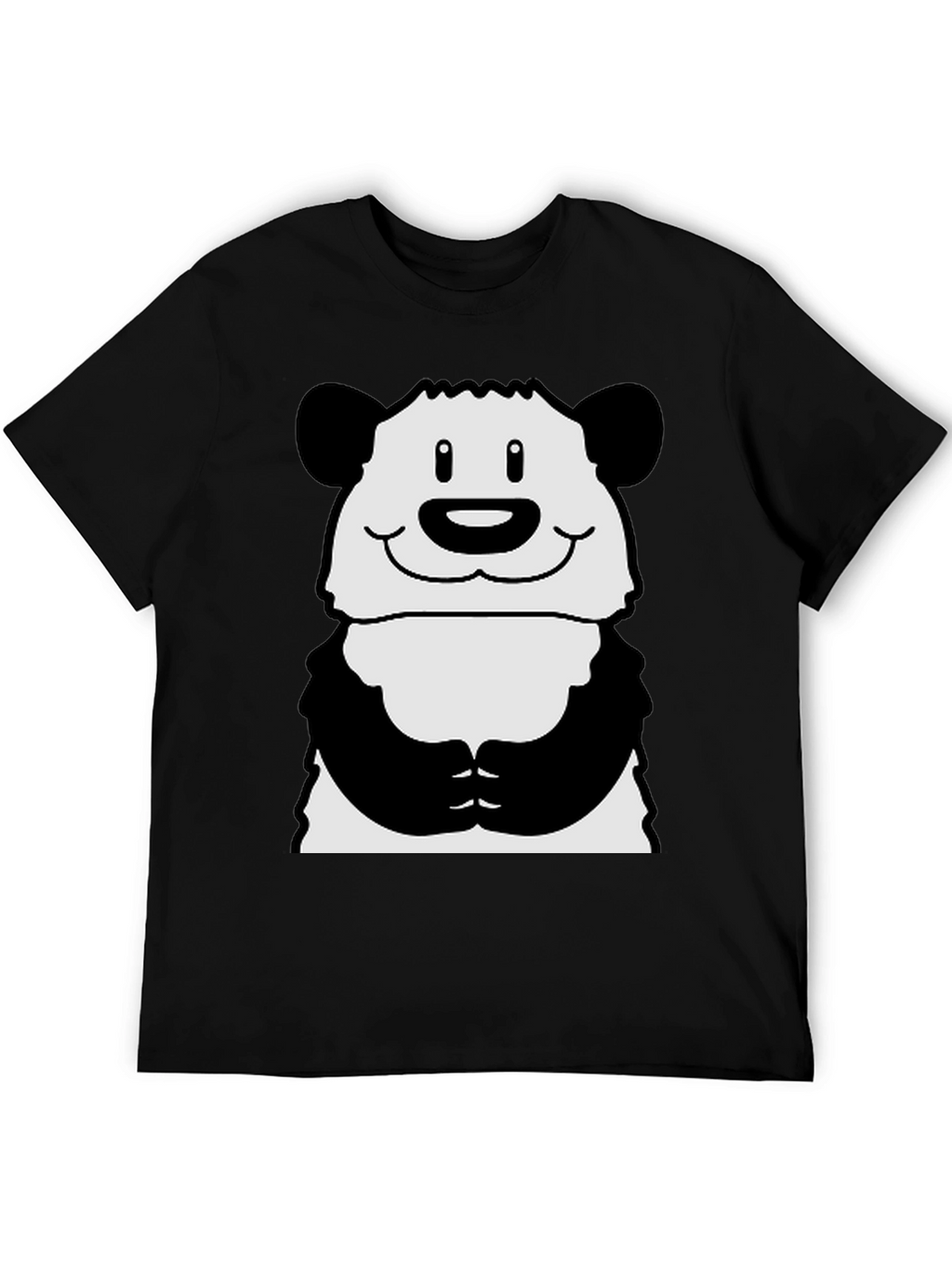 Cute Panda Graphic Print Black T-Shirt