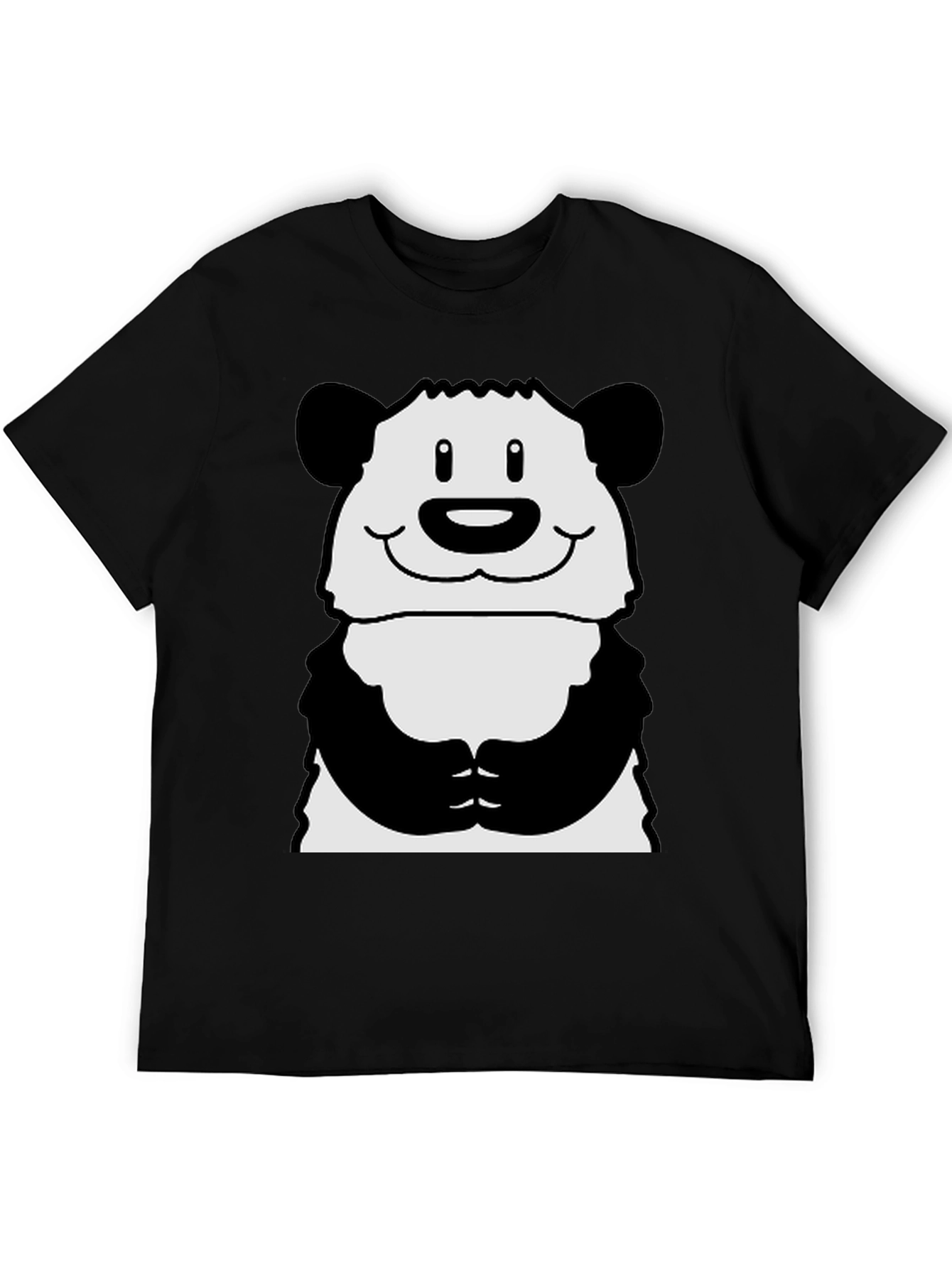 Cute Panda Graphic Print Black T-Shirt