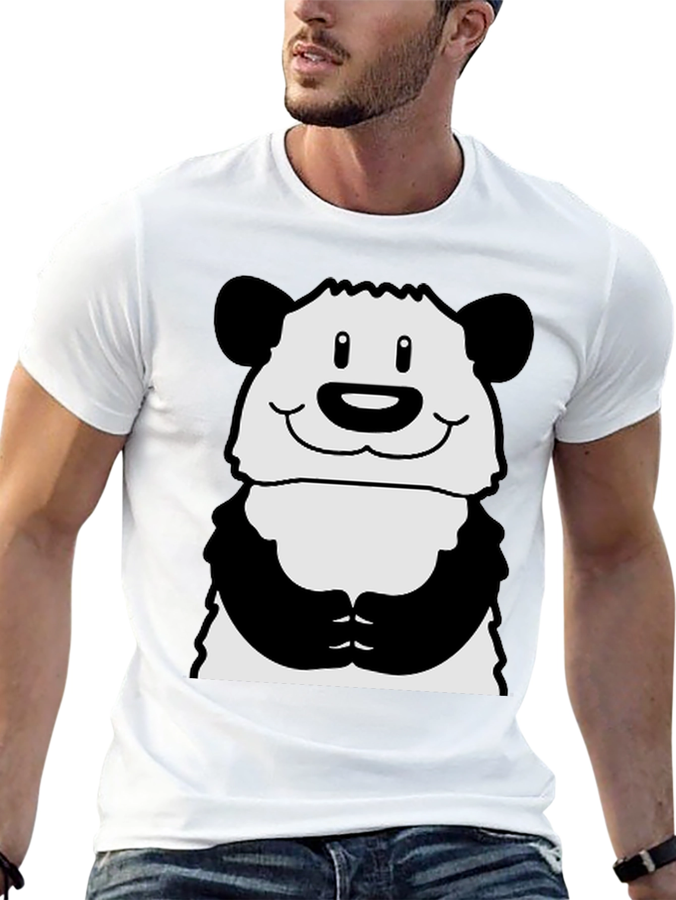 Cute Panda Graphic Print Black T-Shirt