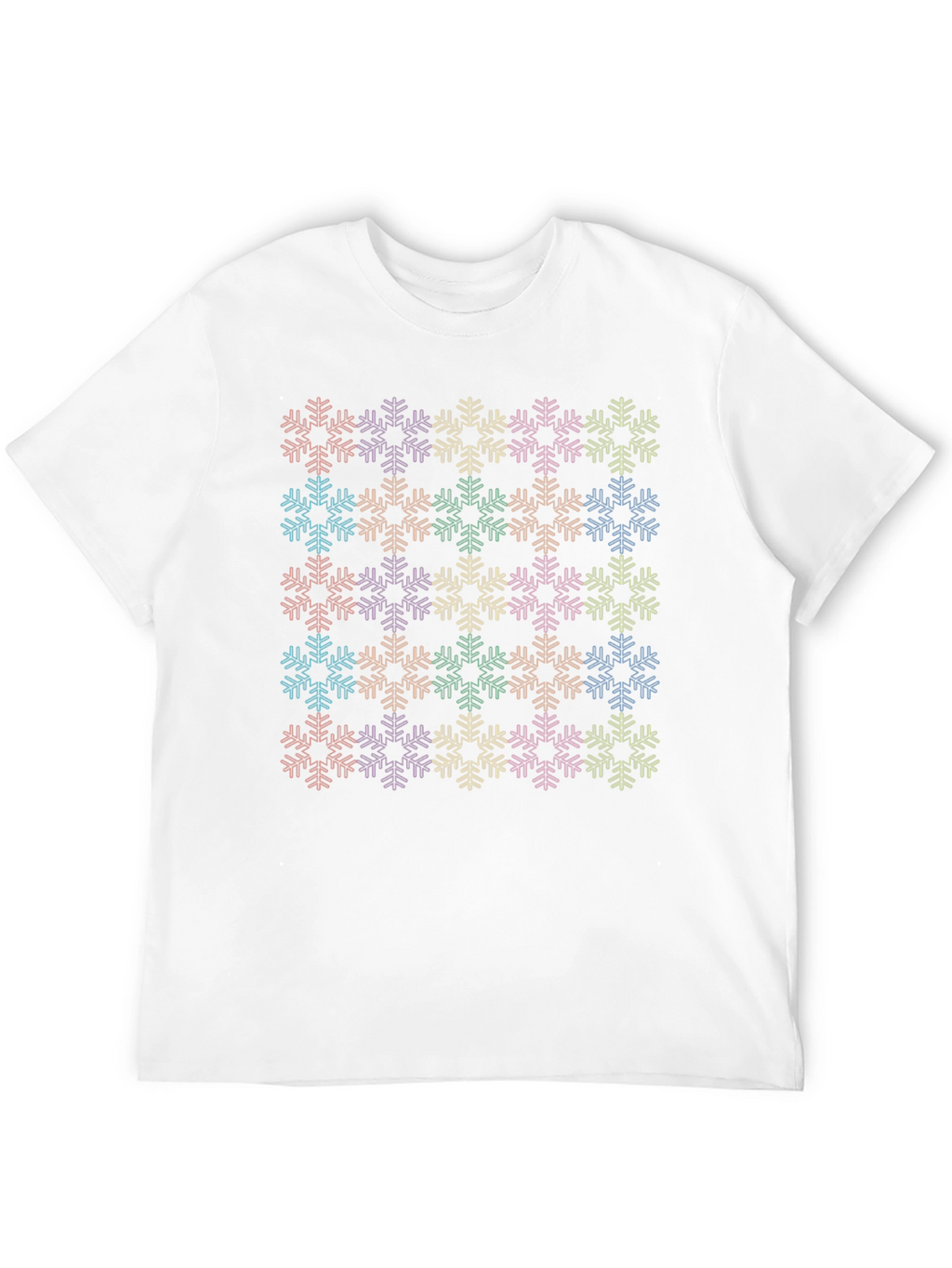 Rainbow Snowflake Print Black T-Shirt