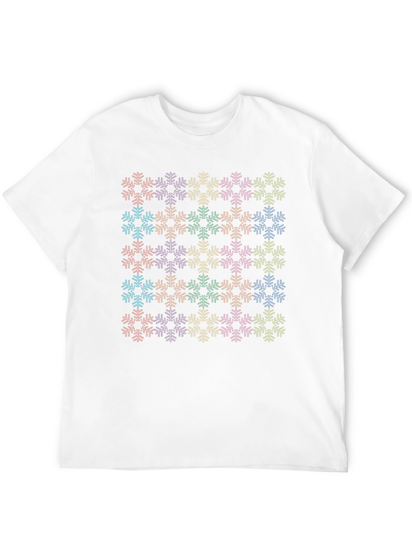 Rainbow Snowflake Print Black T-Shirt
