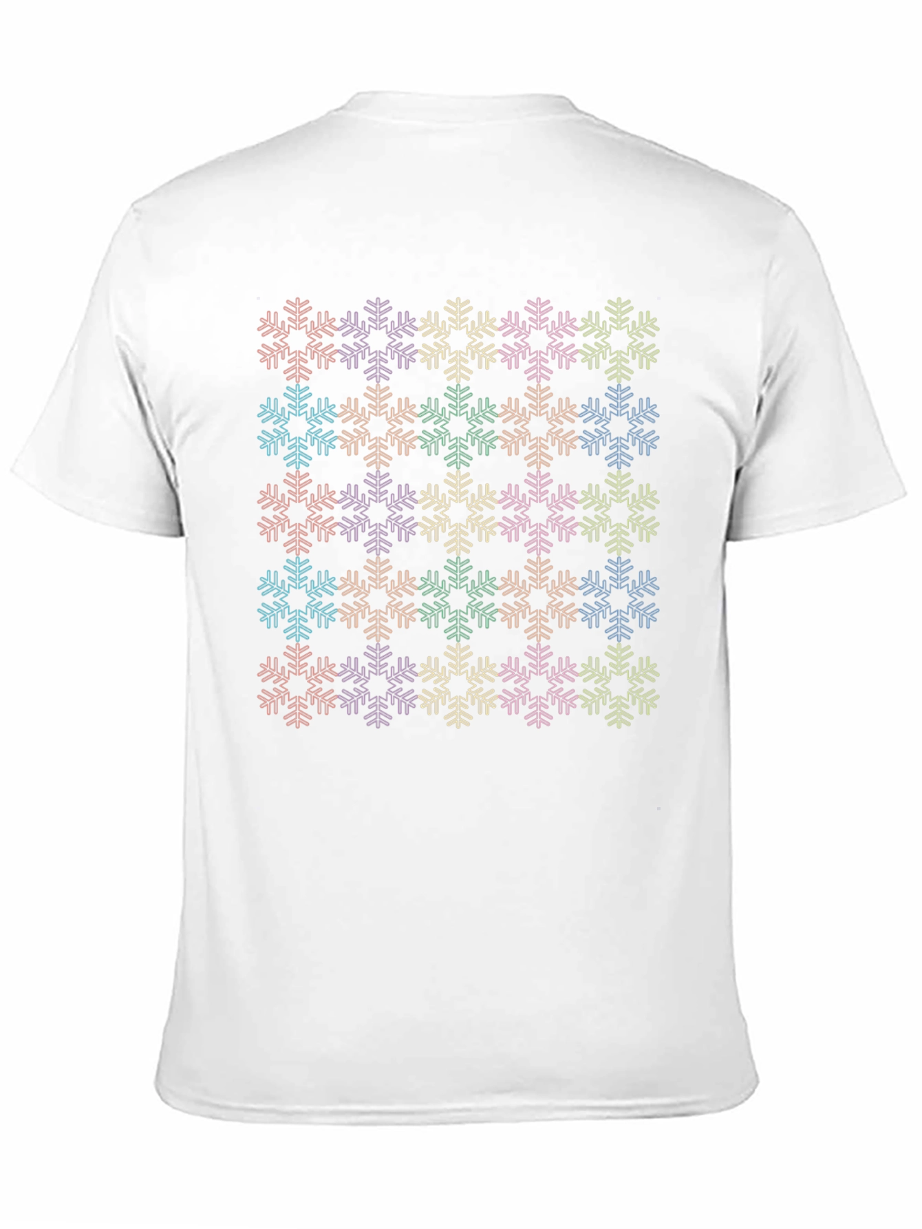 Rainbow Snowflake Print Black T-Shirt