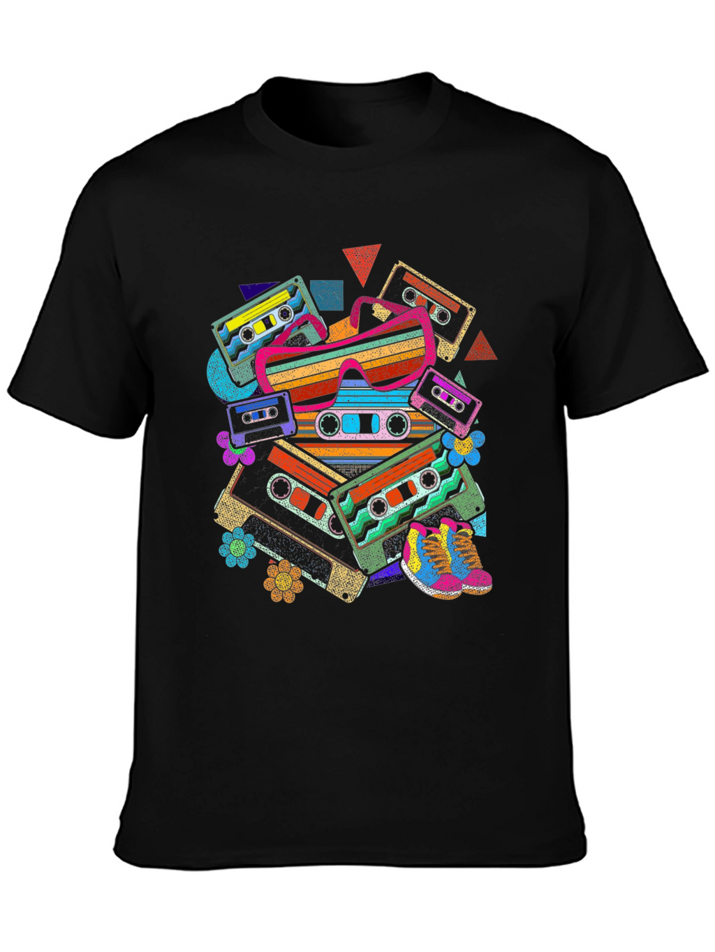 Retro Cassette Tape & Sunglasses Graphic T-Shirt