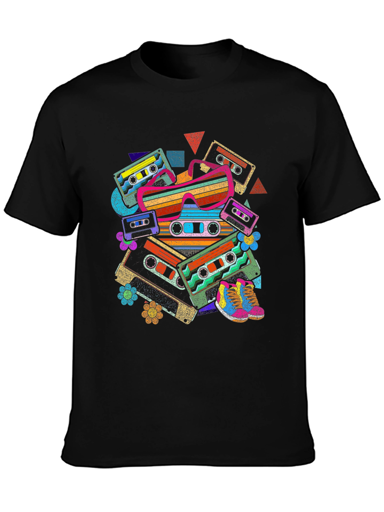Retro Cassette Tape & Sunglasses Graphic T-Shirt