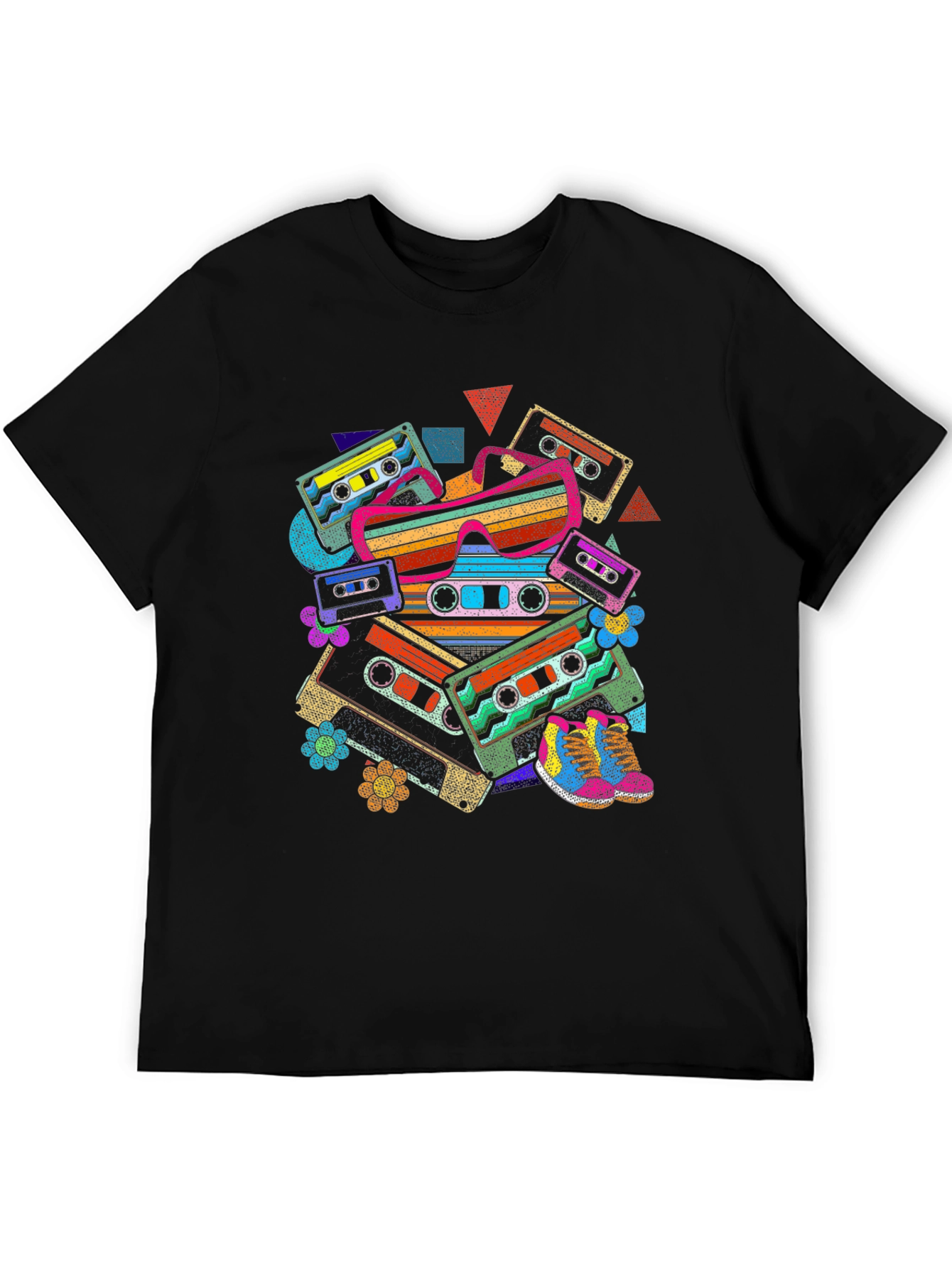 Retro Cassette Tape & Sunglasses Graphic T-Shirt