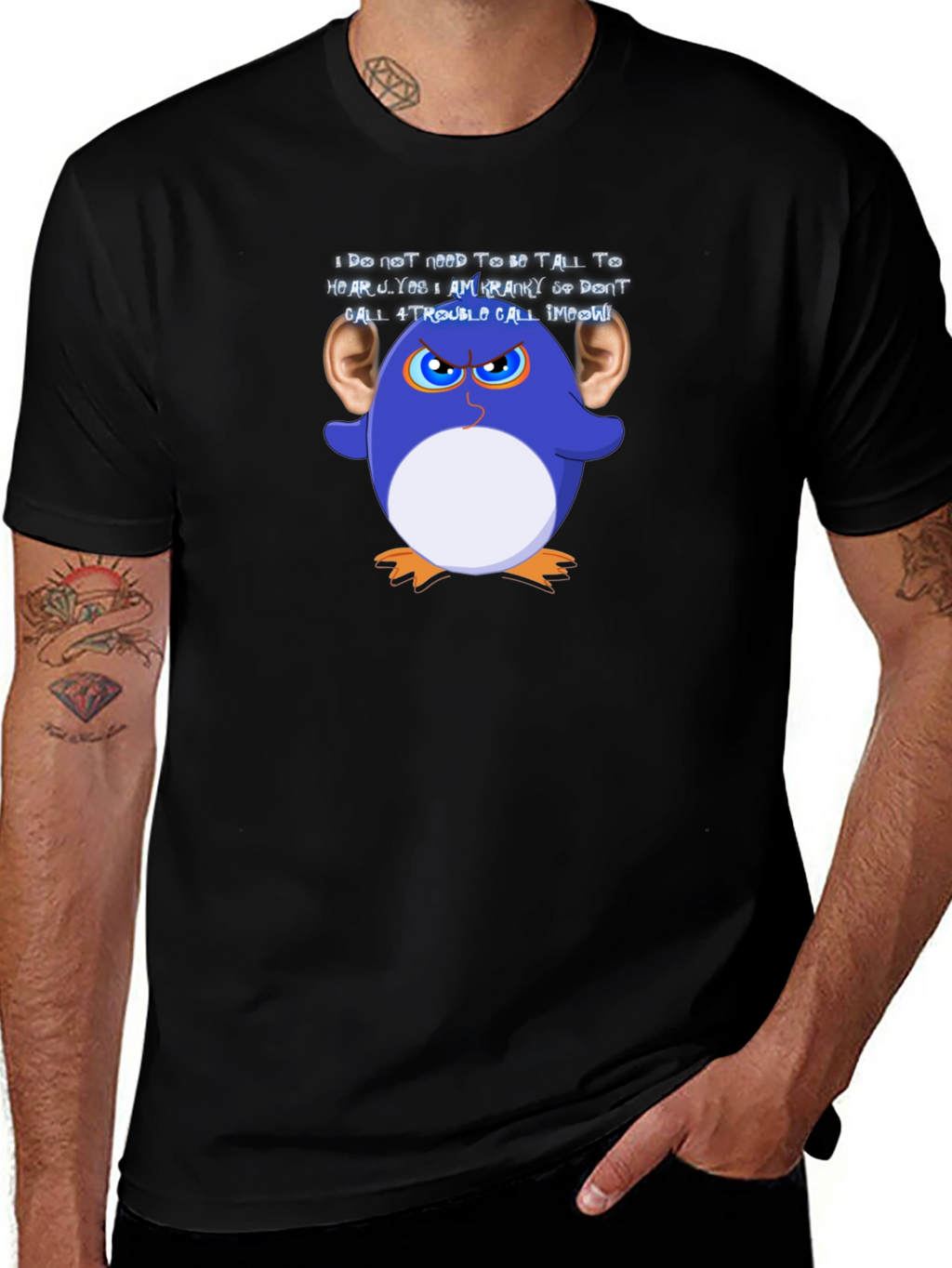 Funny Graphic T-Shirt: Cranky Cartoon Penguin