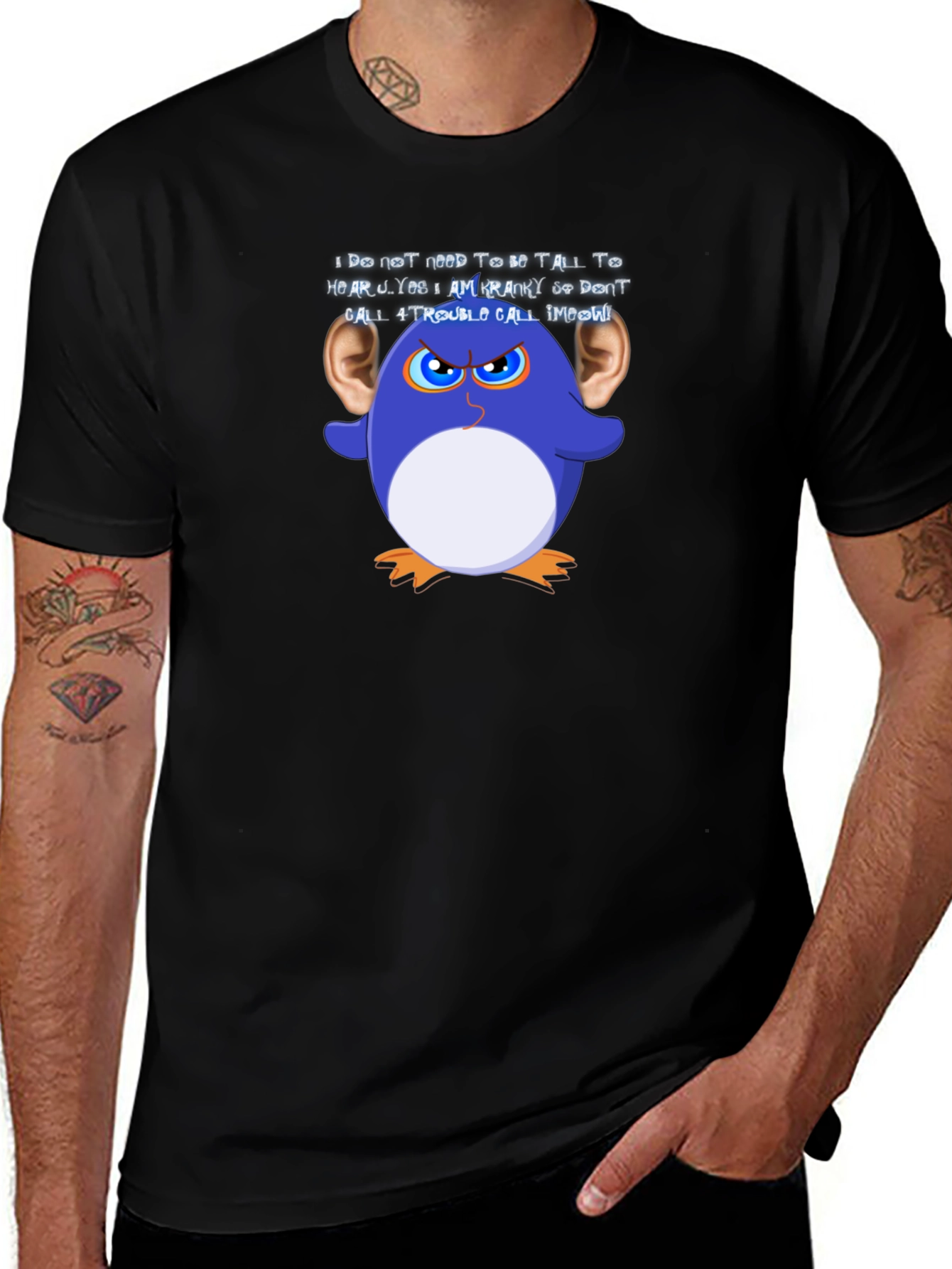 Funny Graphic T-Shirt: Cranky Cartoon Penguin