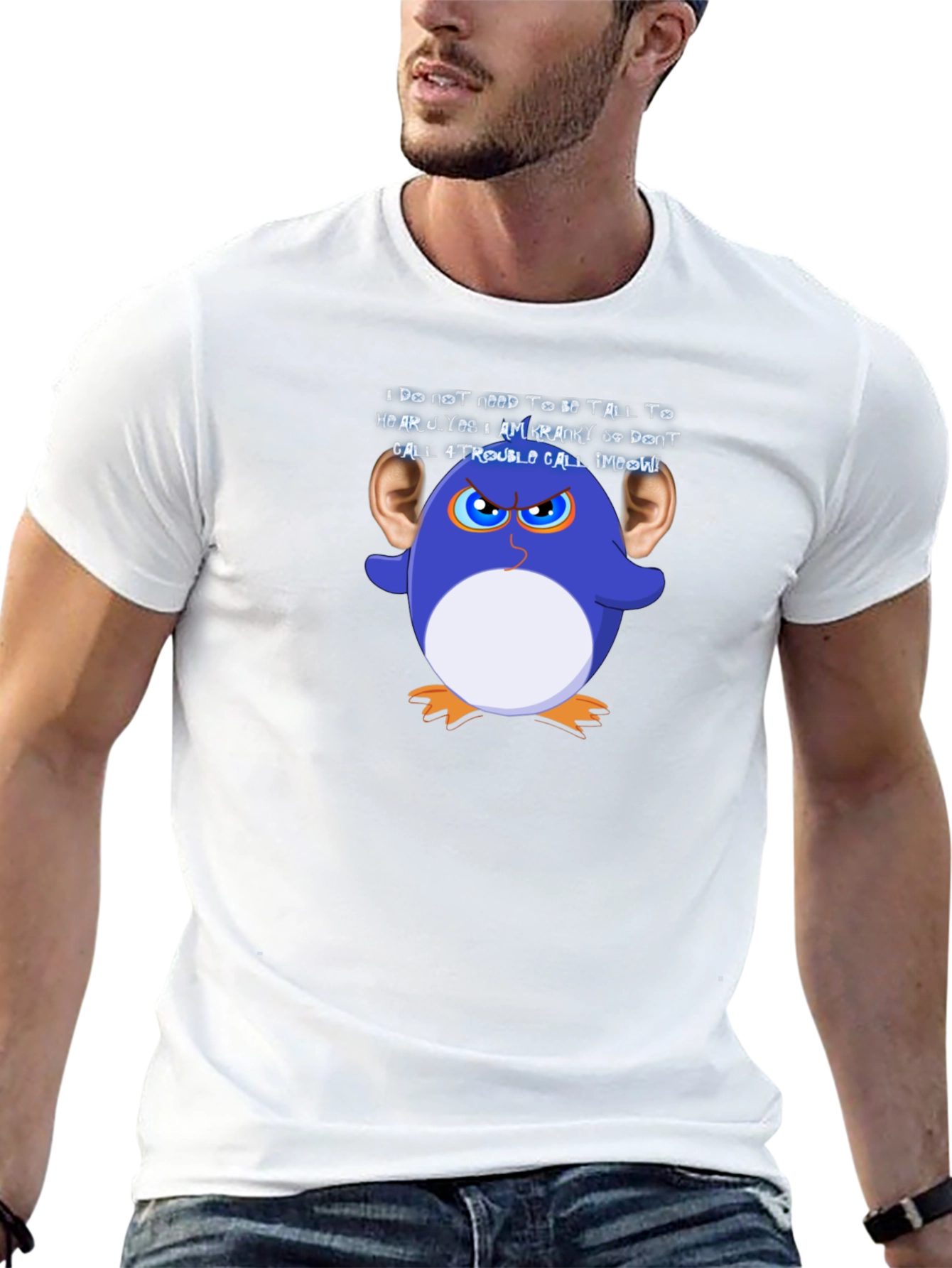 Funny Graphic T-Shirt: Cranky Cartoon Penguin