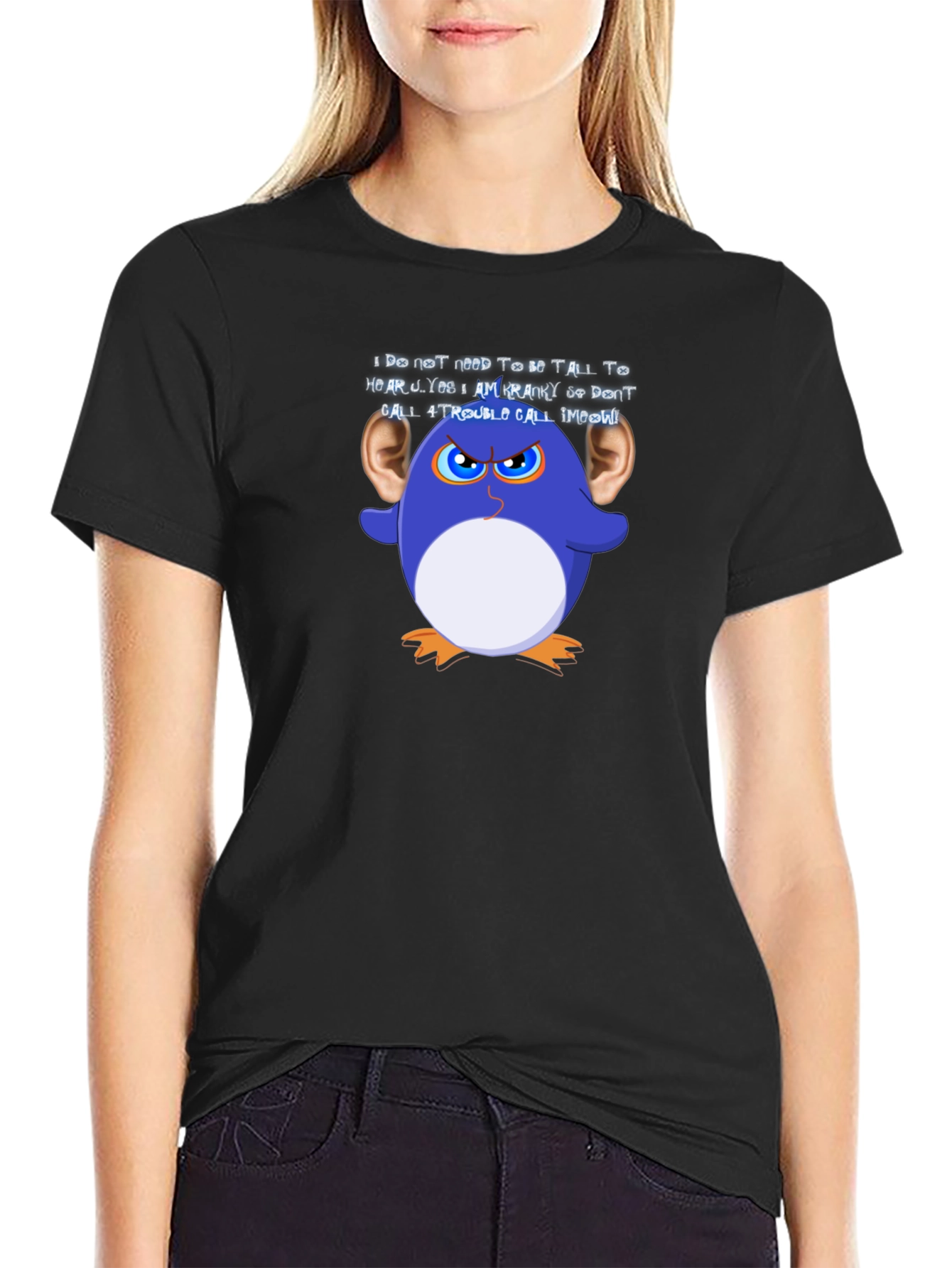 Funny Graphic T-Shirt: Cranky Cartoon Penguin
