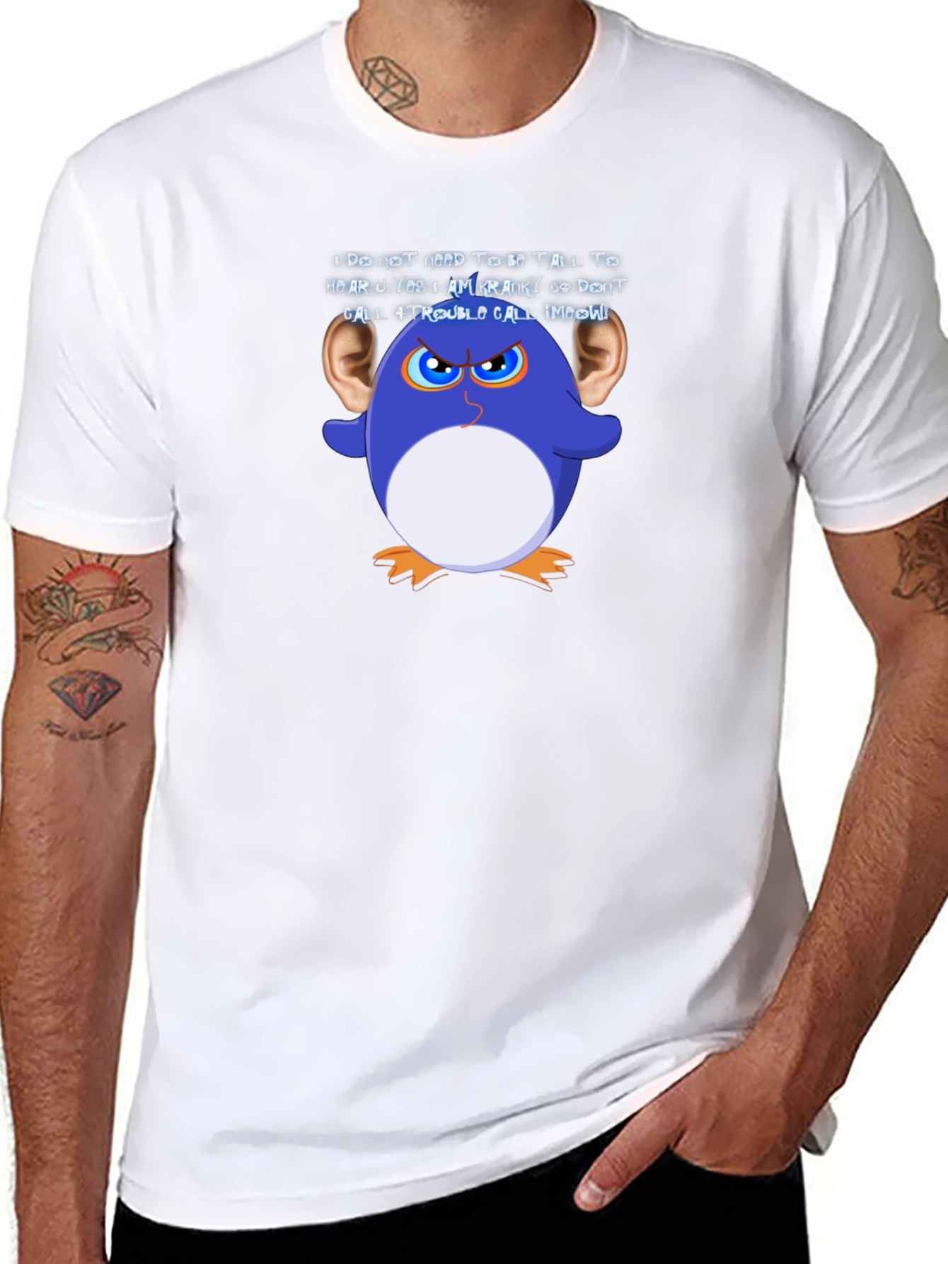 Funny Graphic T-Shirt: Cranky Cartoon Penguin