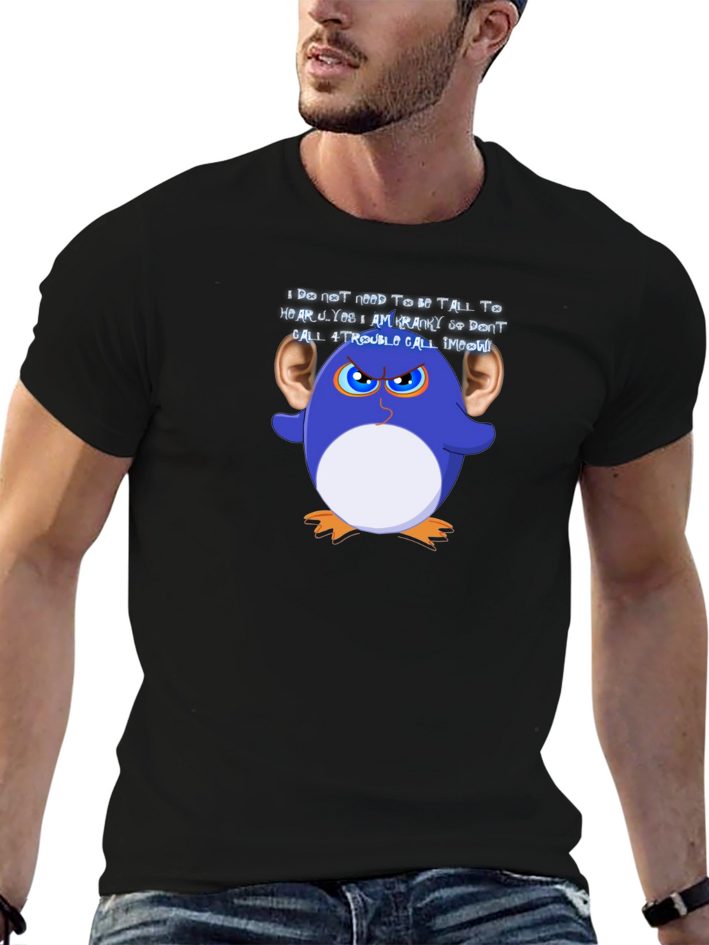 Funny Graphic T-Shirt: Cranky Cartoon Penguin