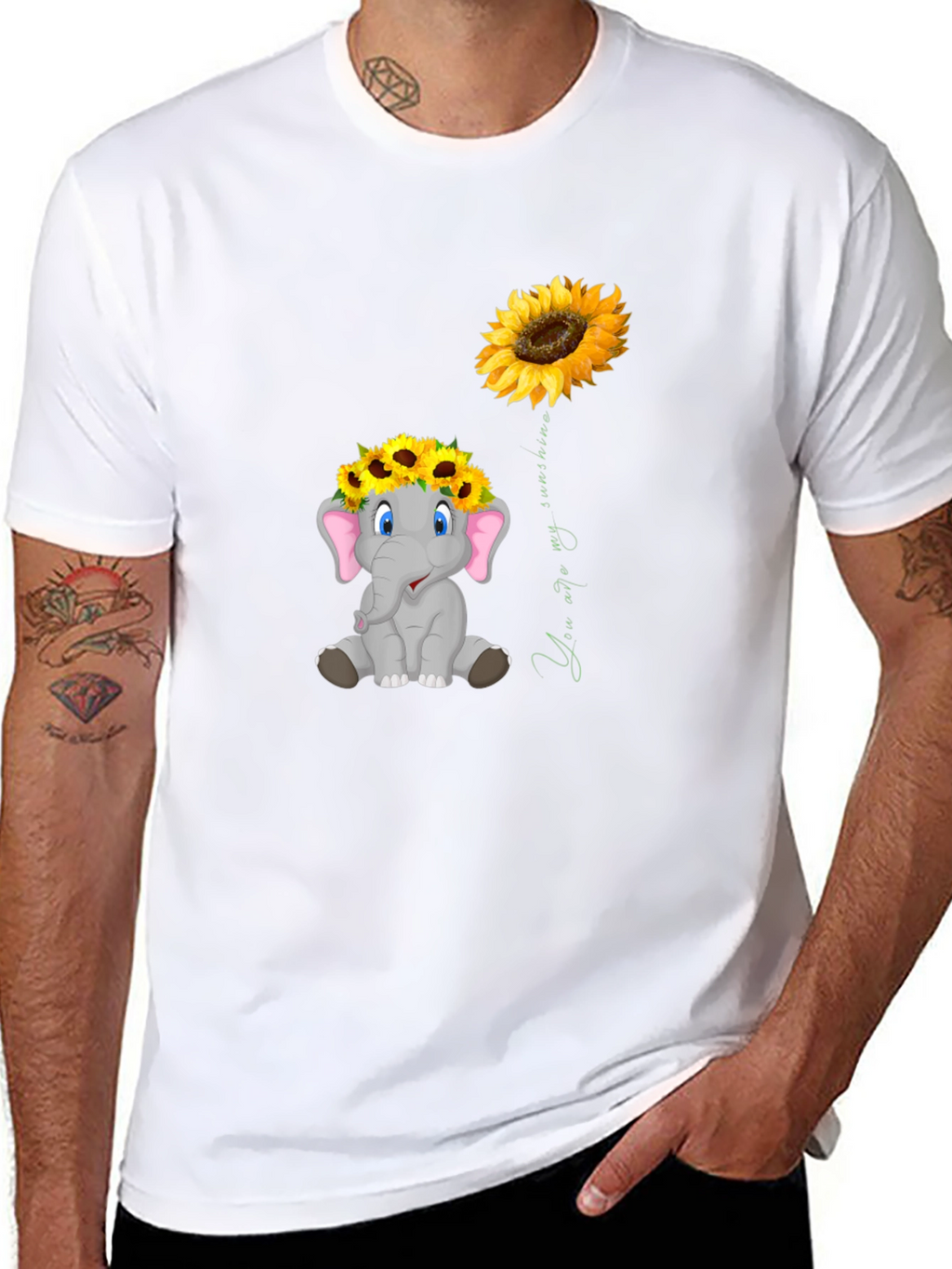 Elephant Sunflower Graphic Tee - Unisex