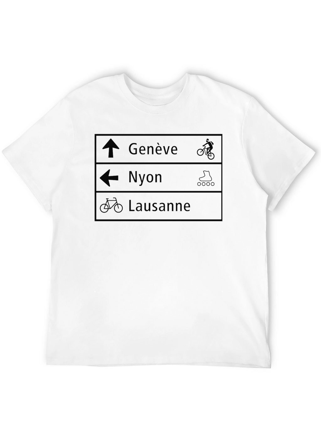 City Sign T-Shirt - Genève Nyon Lausanne - Black