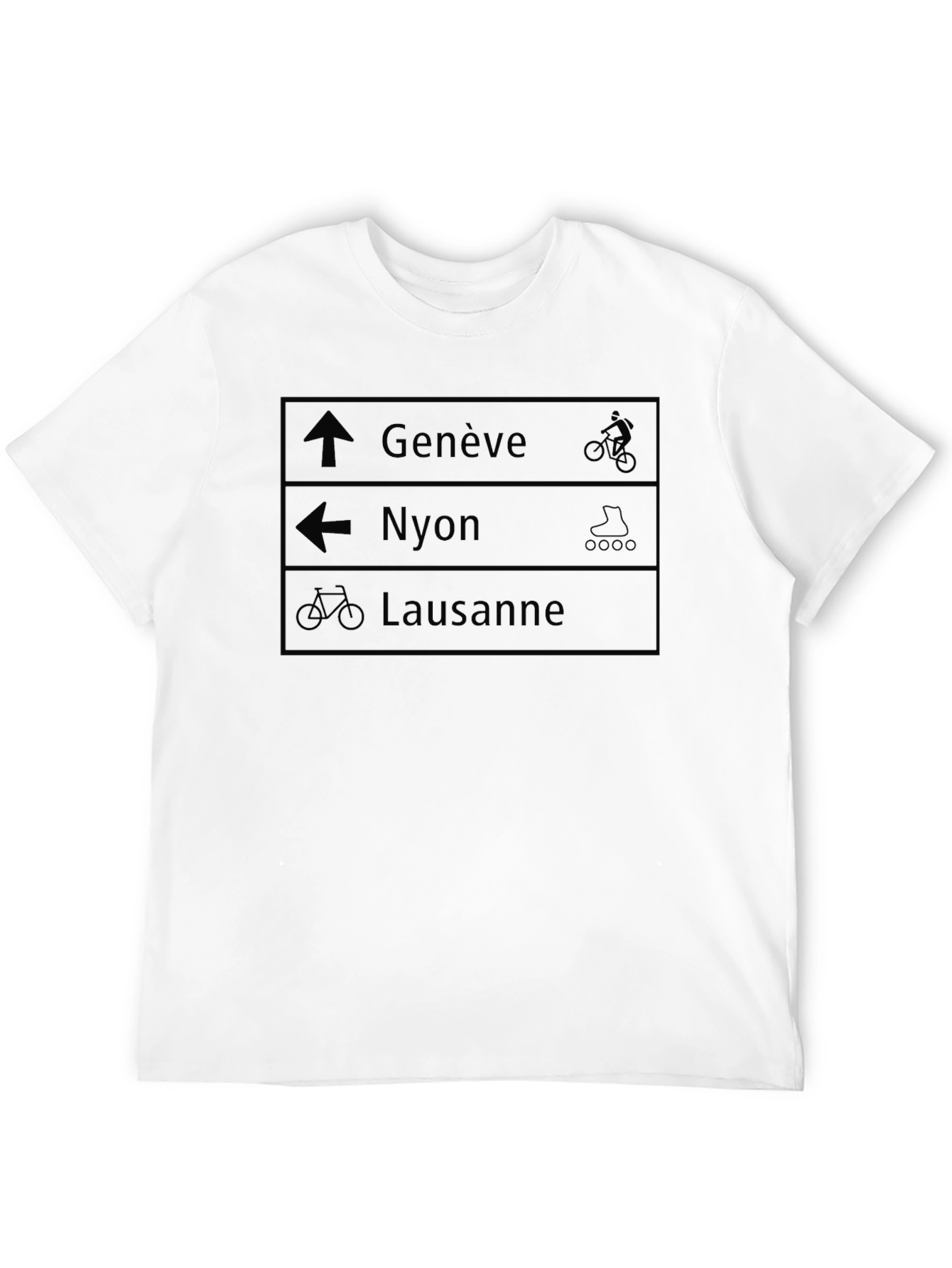 City Sign T-Shirt - Genève Nyon Lausanne - Black