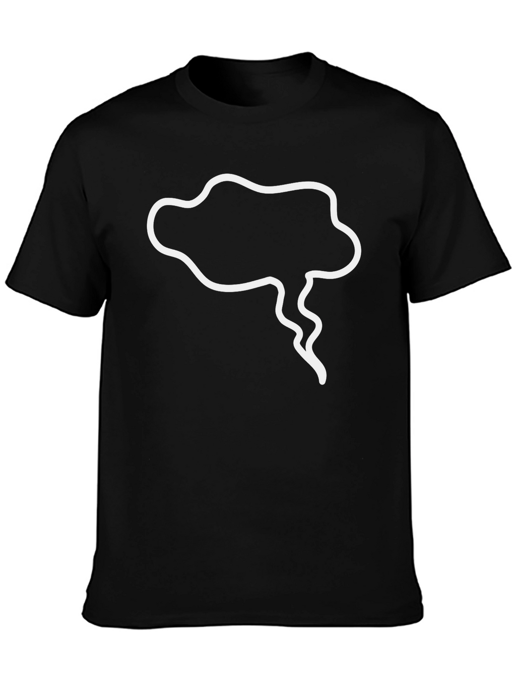 Mens Black T-Shirt with White Cartoon Cloud Design