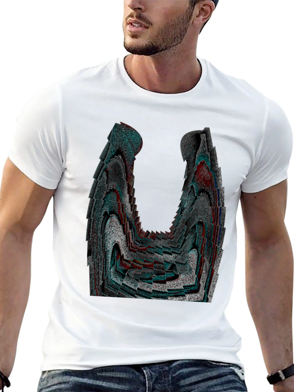 Abstract Patterned Black Graphic Tee