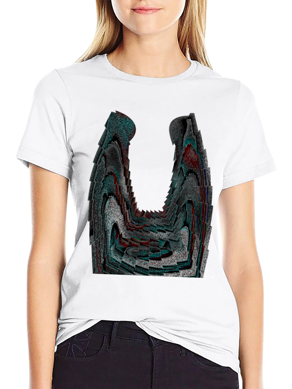 Abstract Patterned Black Graphic Tee