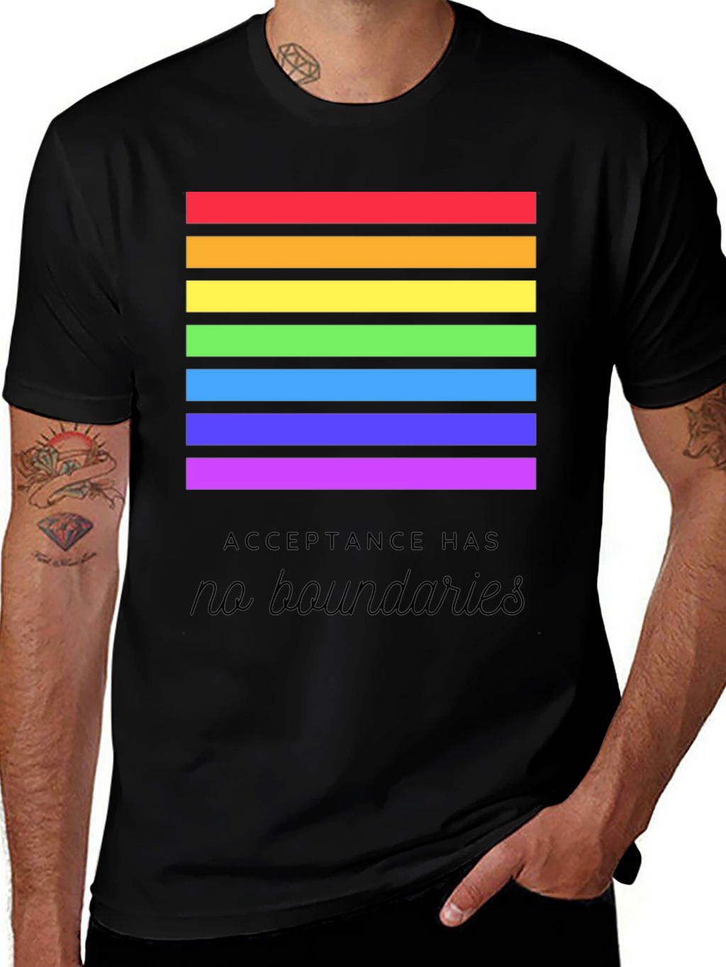 Pride Acceptance T-Shirt - No Boundaries Rainbow Tee