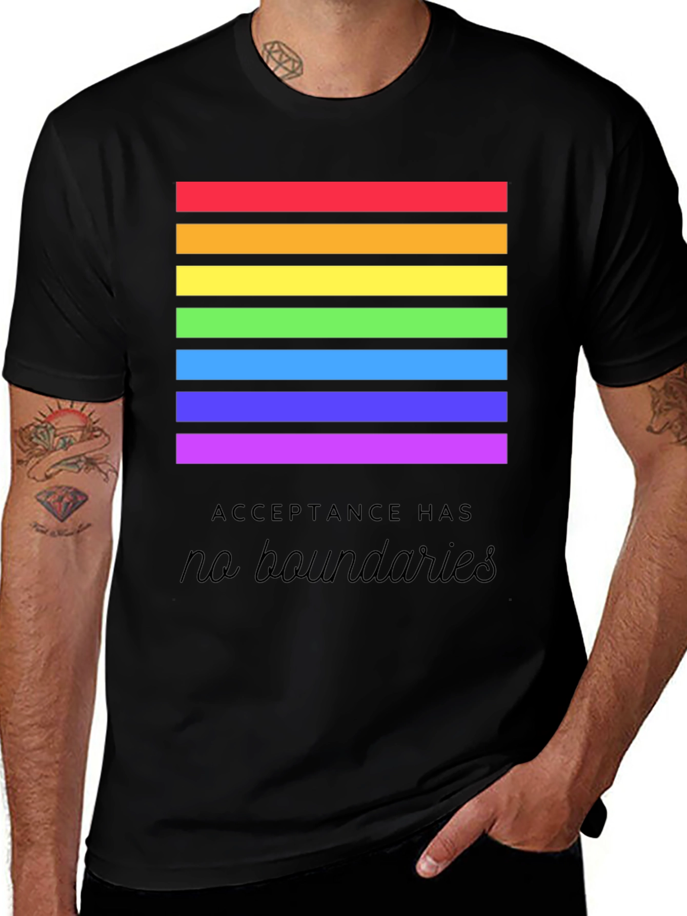 Pride Acceptance T-Shirt - No Boundaries Rainbow Tee