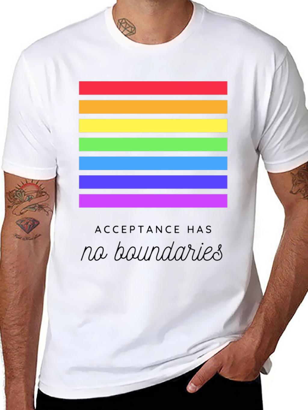 Pride Acceptance T-Shirt - No Boundaries Rainbow Tee