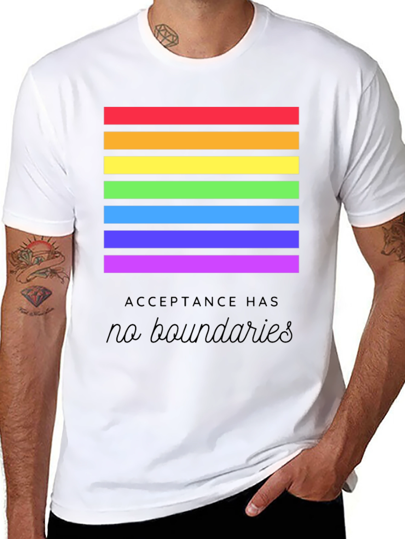 Pride Acceptance T-Shirt - No Boundaries Rainbow Tee