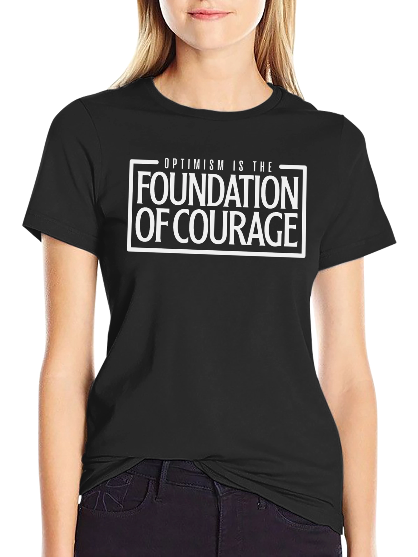 Optimism is Courage T-Shirt - Black Cotton Tee