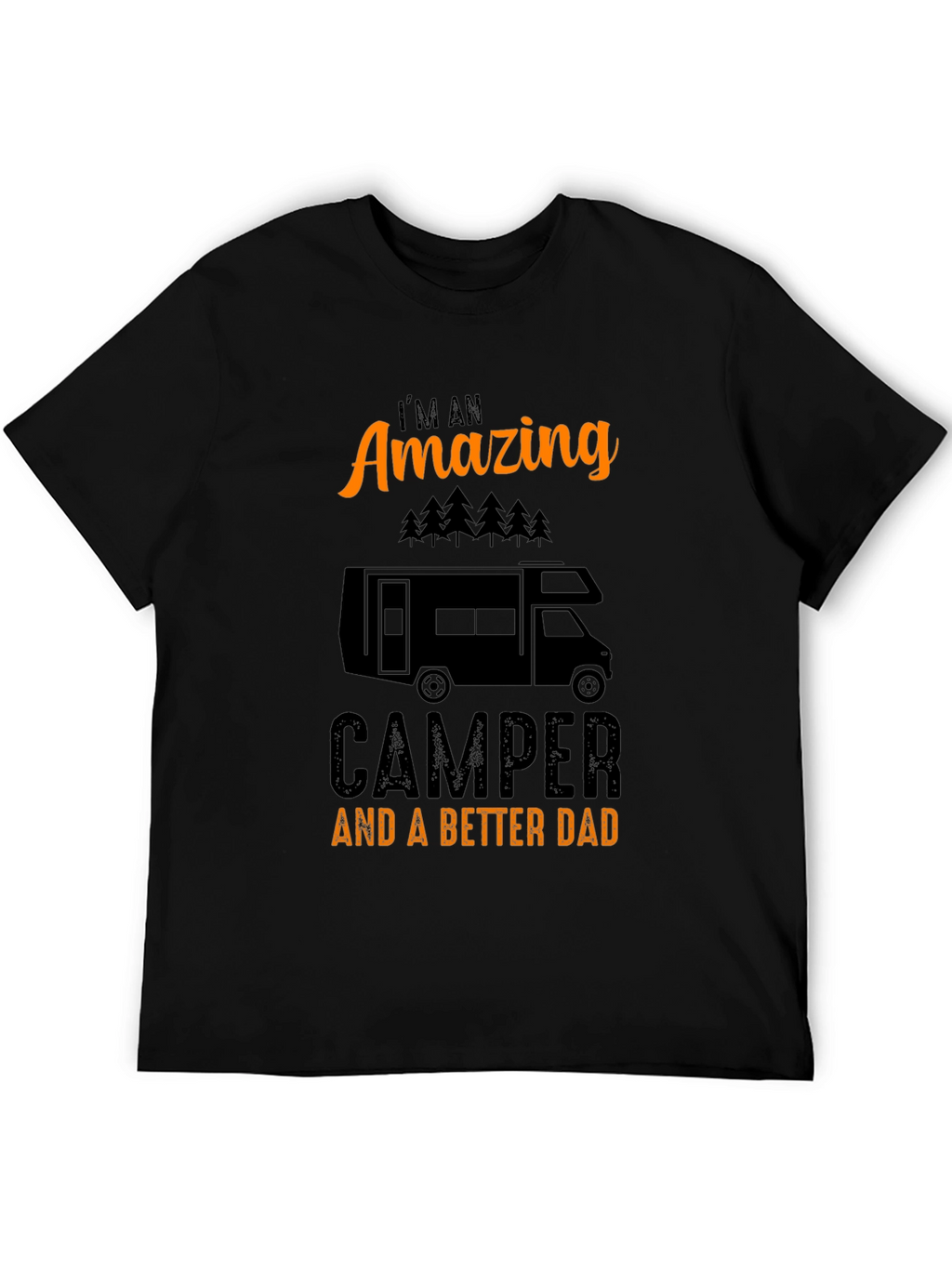 Amazing Camper Dad Graphic Tee - Black Cotton T-Shirt