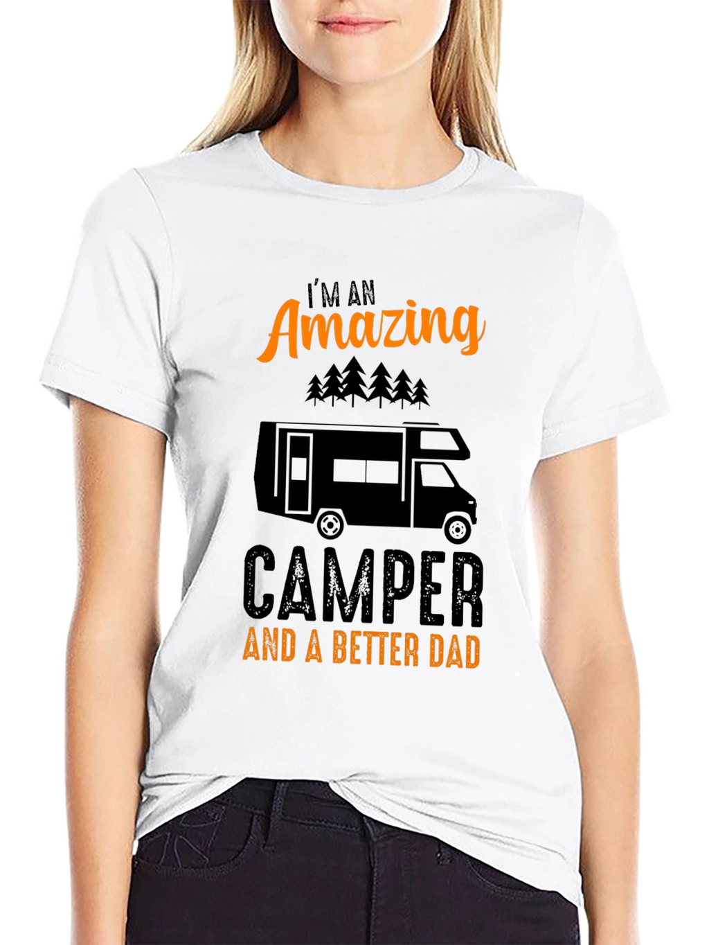 Amazing Camper Dad Graphic Tee - Black Cotton T-Shirt