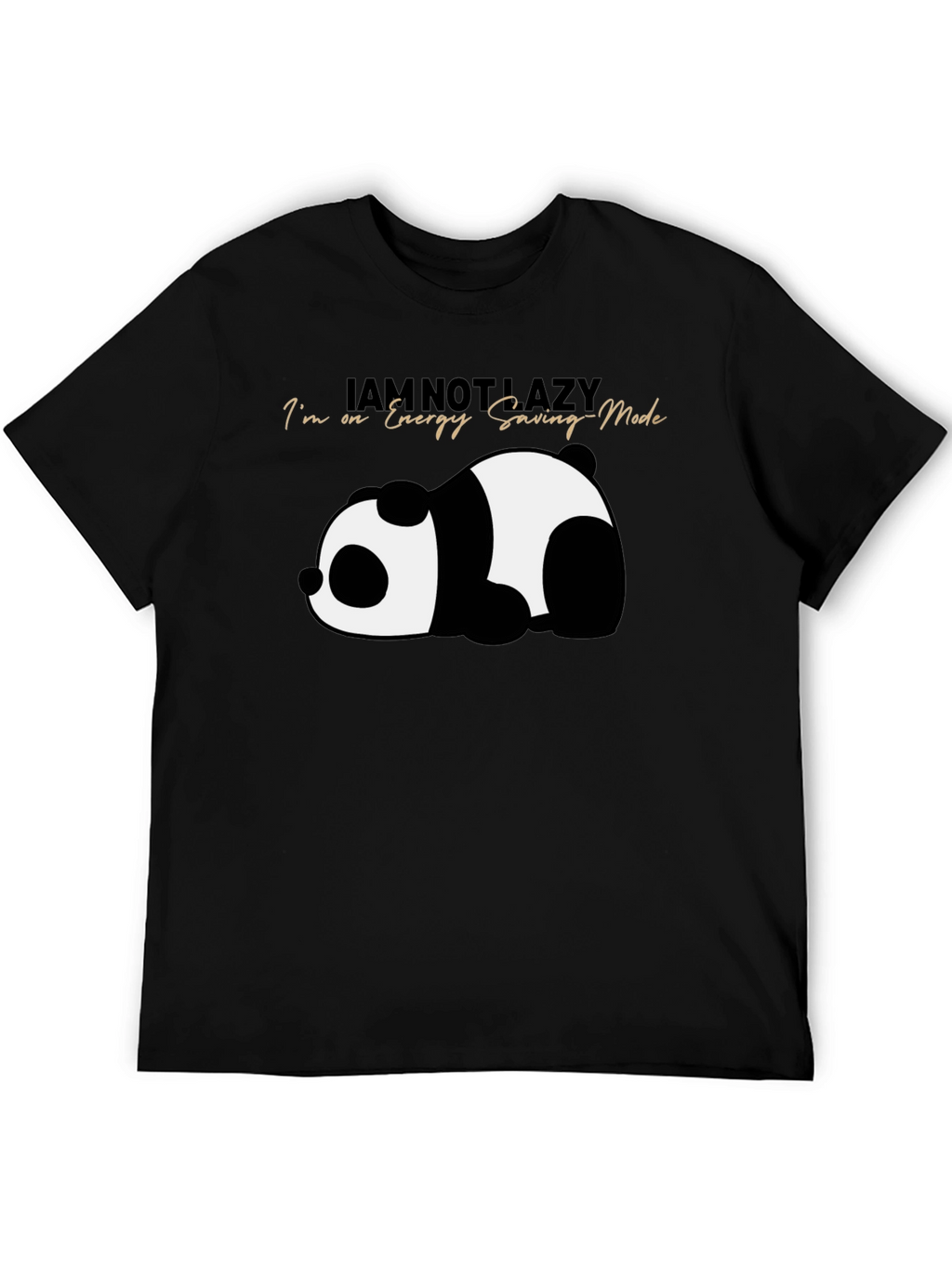 Lazy Panda Energy Saving Mode Black T-Shirt