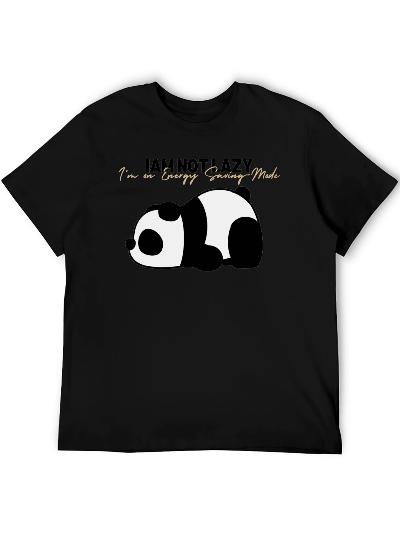 Lazy Panda Energy Saving Mode Black T-Shirt
