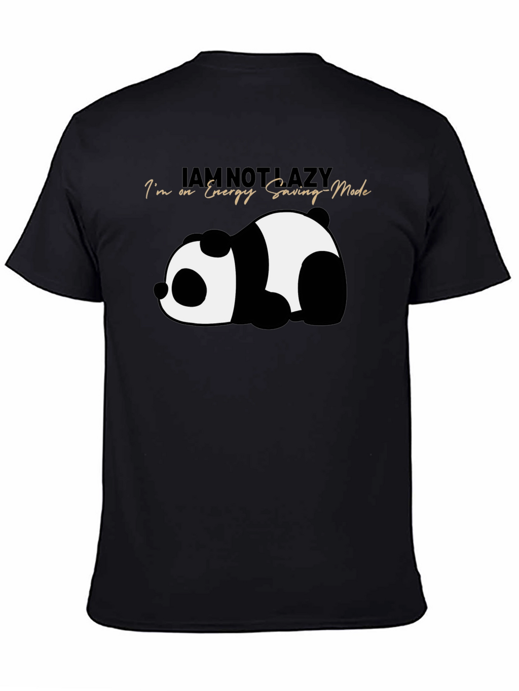 Lazy Panda Energy Saving Mode Black T-Shirt