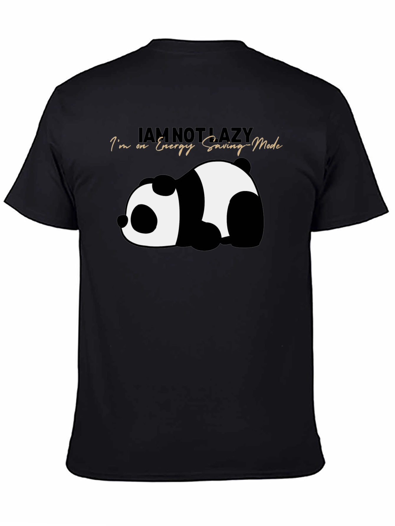 Lazy Panda Energy Saving Mode Black T-Shirt