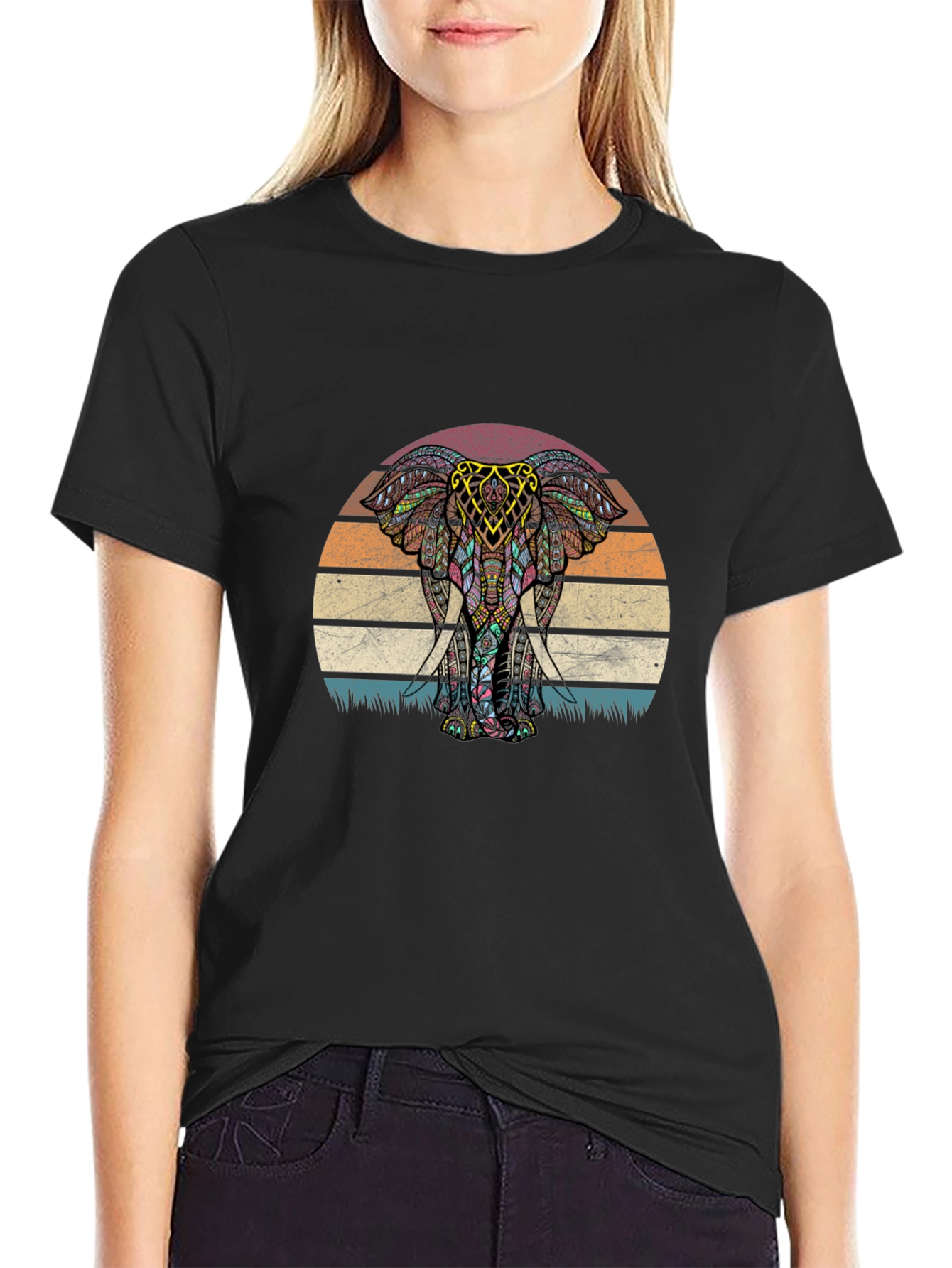 Elephant Sunset Graphic Tee