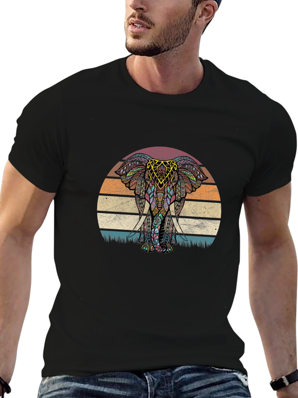 Elephant Sunset Graphic Tee