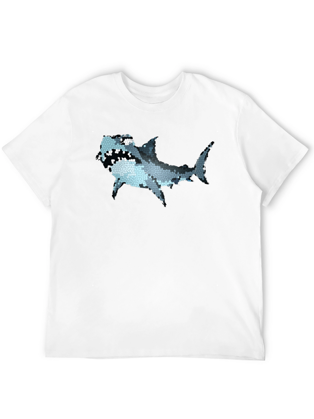 Mosaic Shark Graphic Tee - Black Cotton T-Shirt