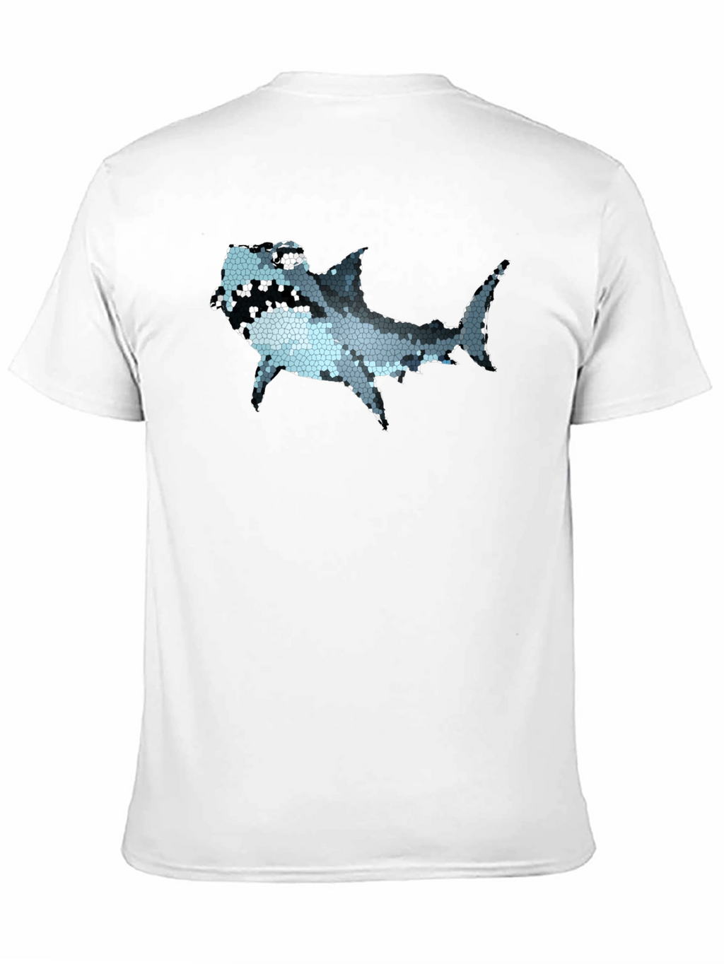 Mosaic Shark Graphic Tee - Black Cotton T-Shirt