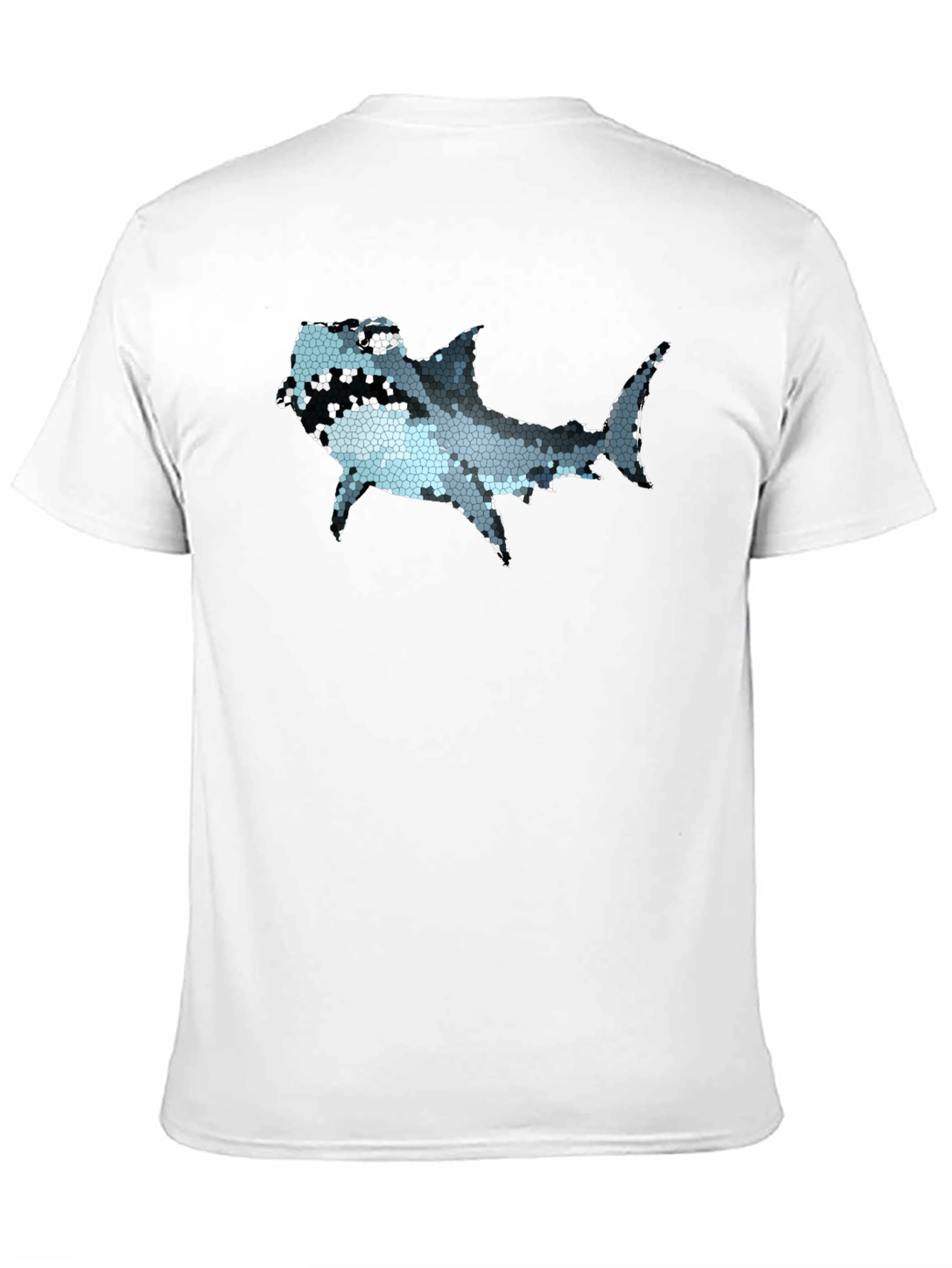Mosaic Shark Graphic Tee - Black Cotton T-Shirt