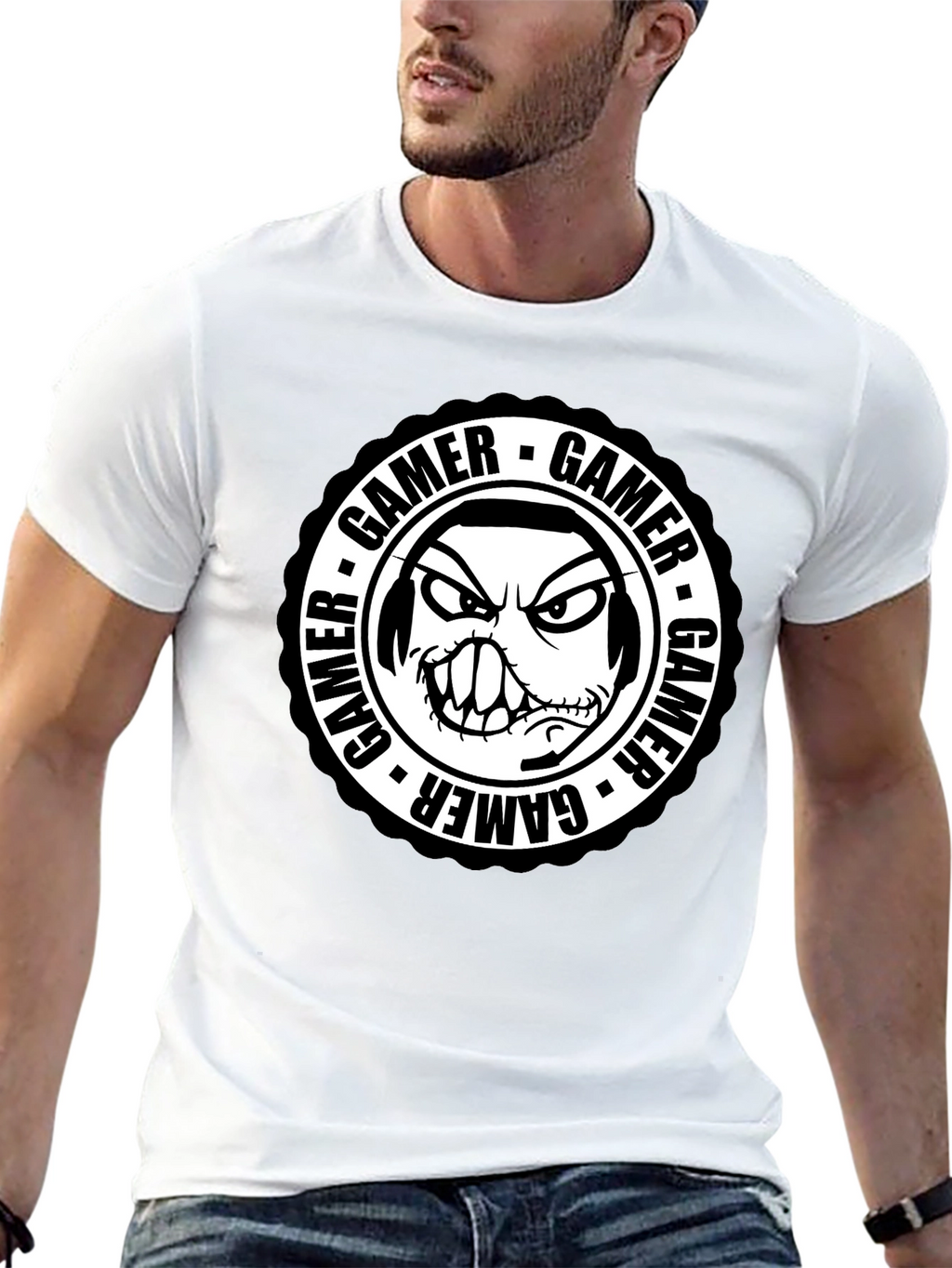 Gamer Graphic Tee - Angry Gamer Face