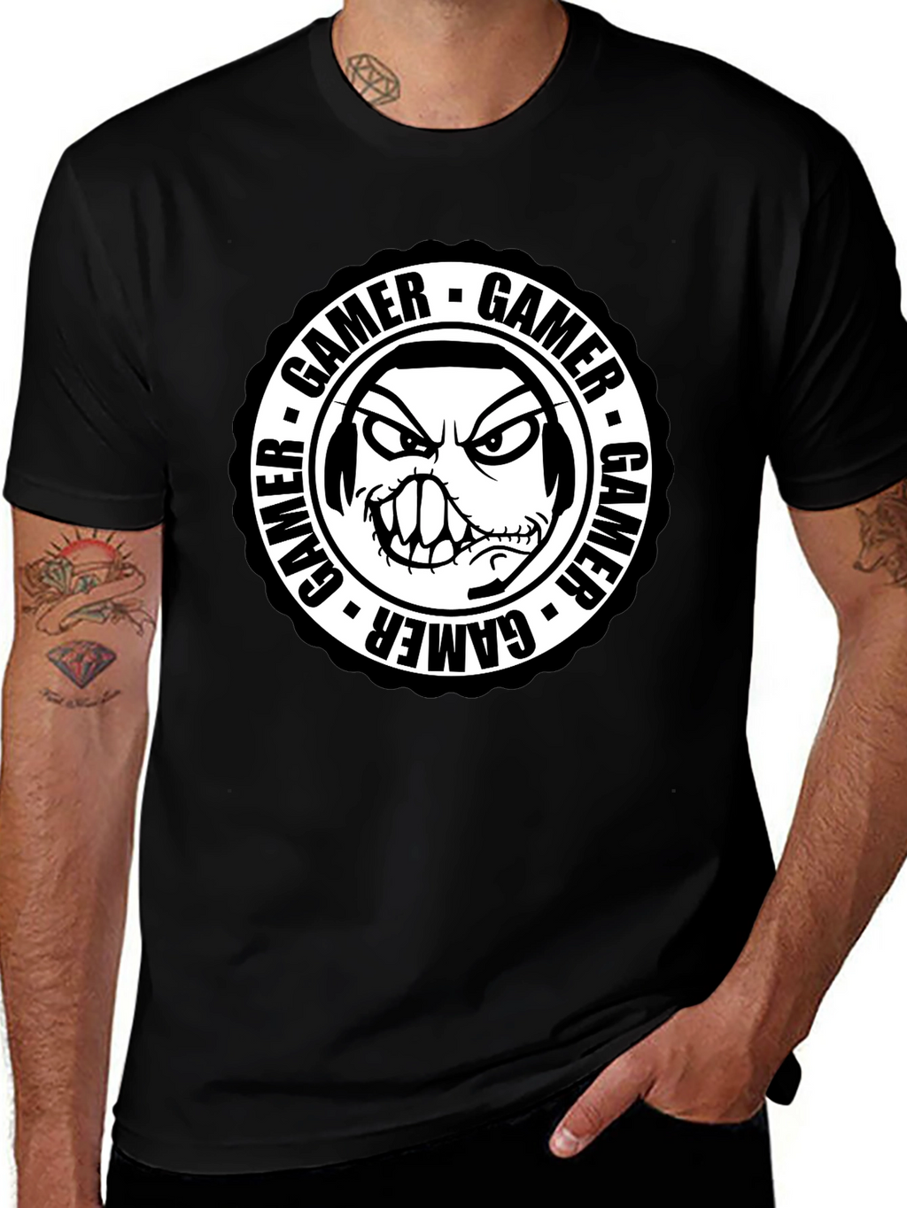 Gamer Graphic Tee - Angry Gamer Face