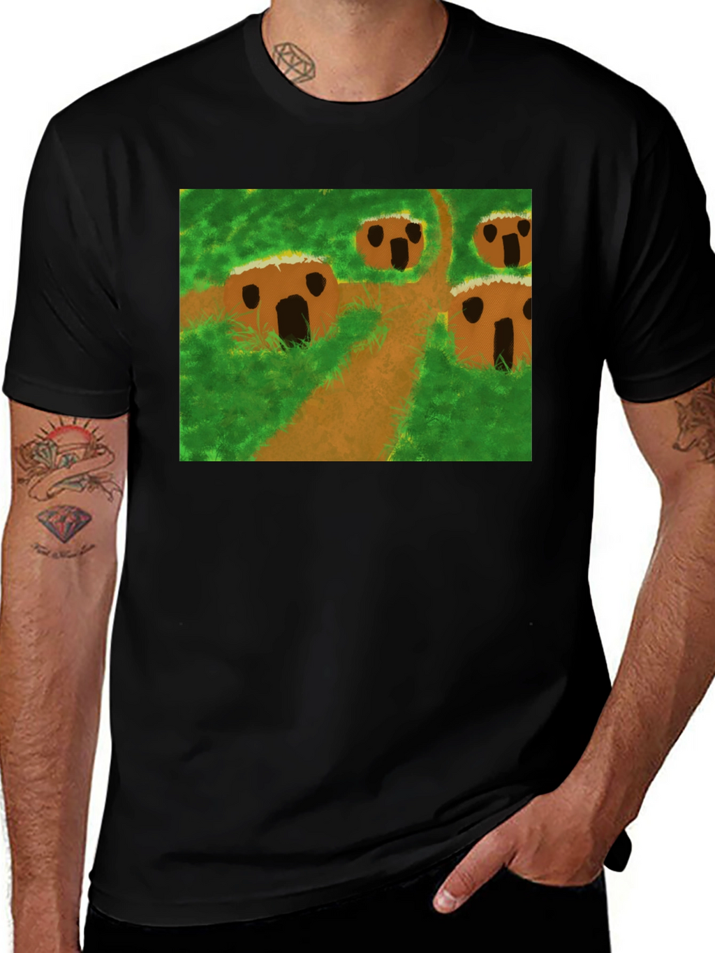 Nature Scene Graphic Tee - Black