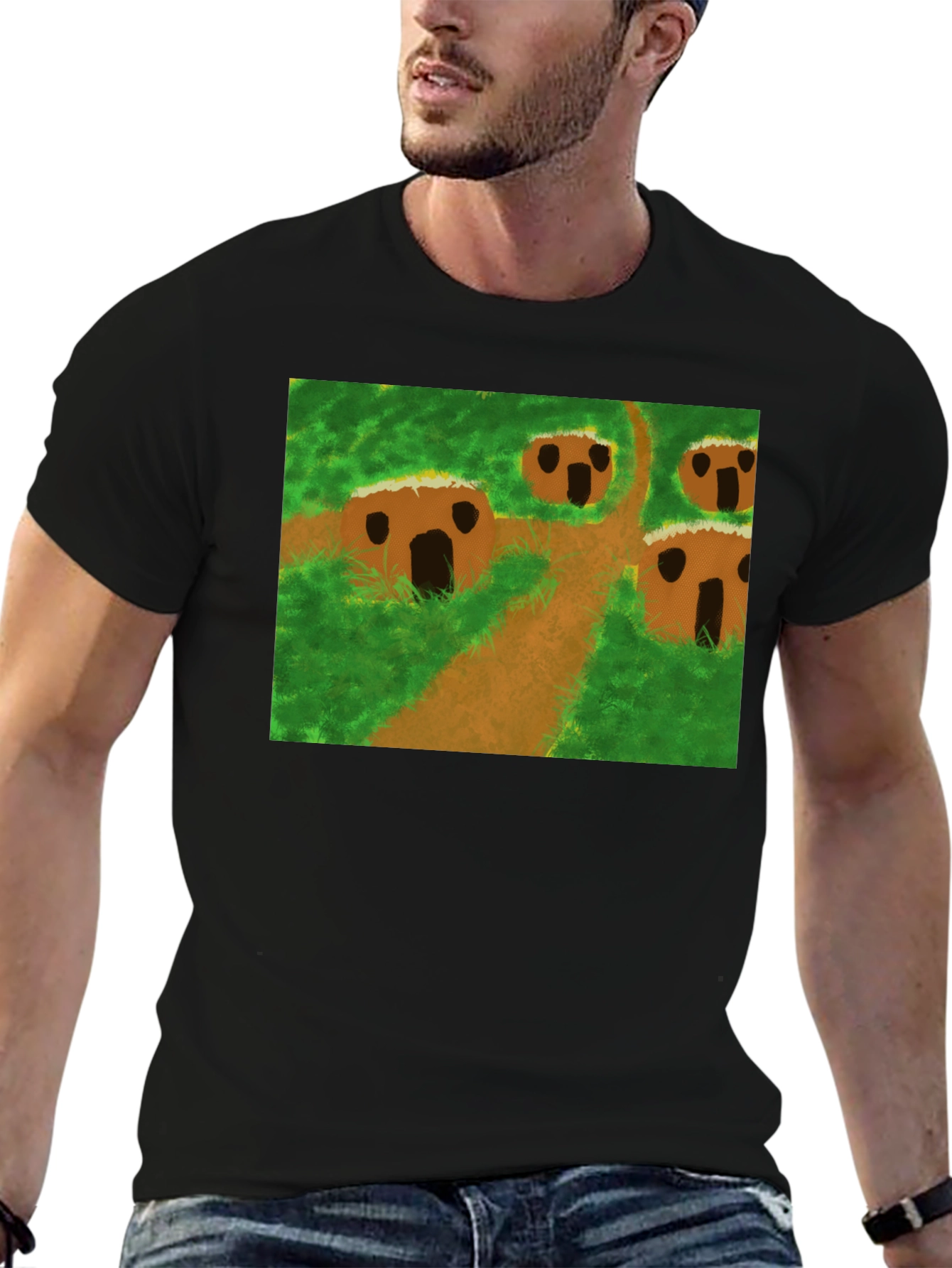 Nature Scene Graphic Tee - Black