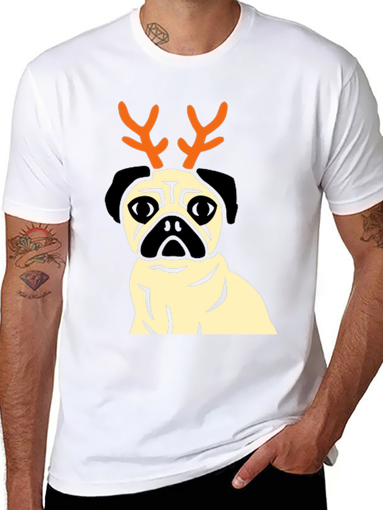 Pug Reindeer T-Shirt - Festive Dog Lover Apparel