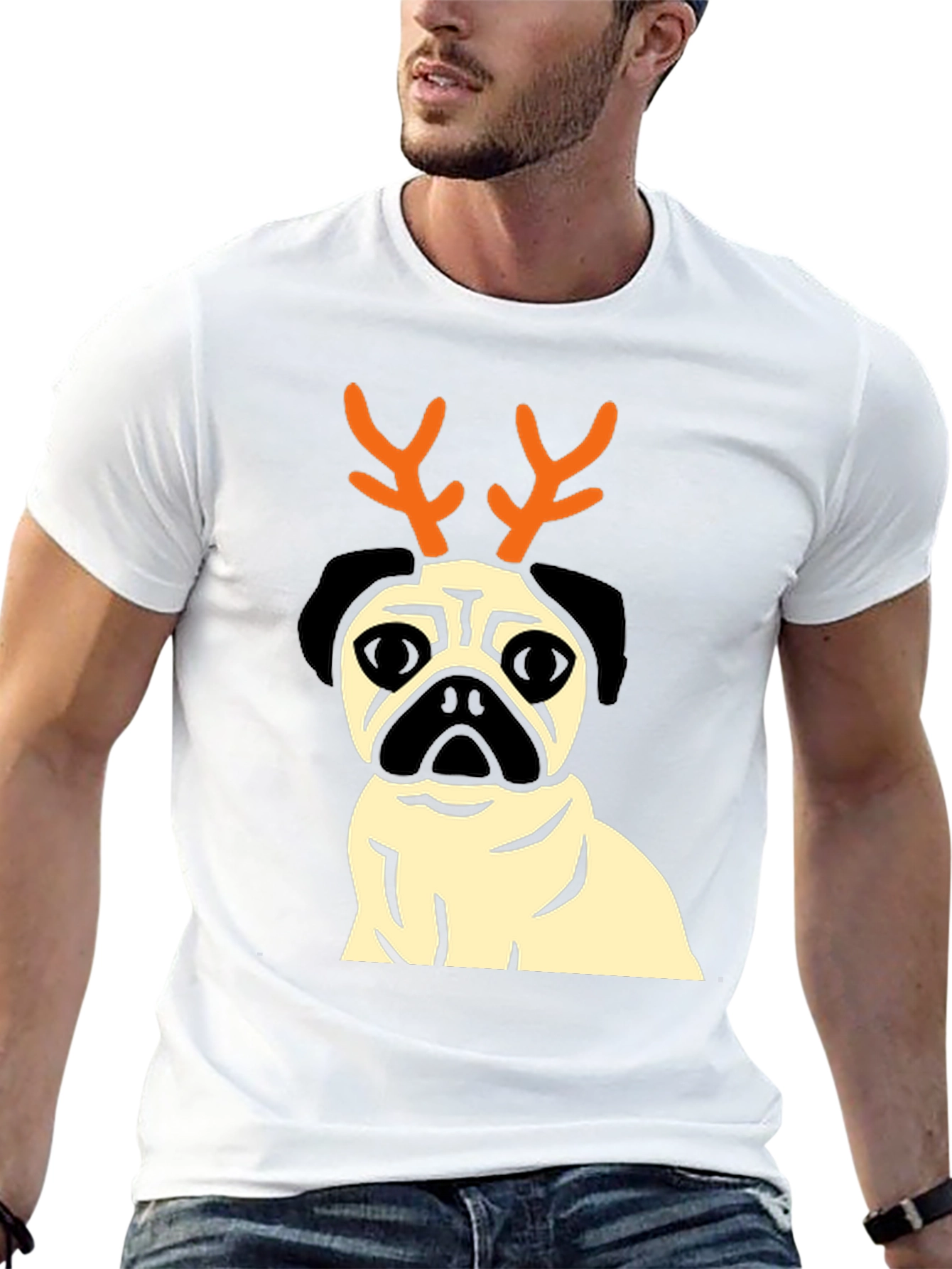 Pug Reindeer T-Shirt - Festive Dog Lover Apparel