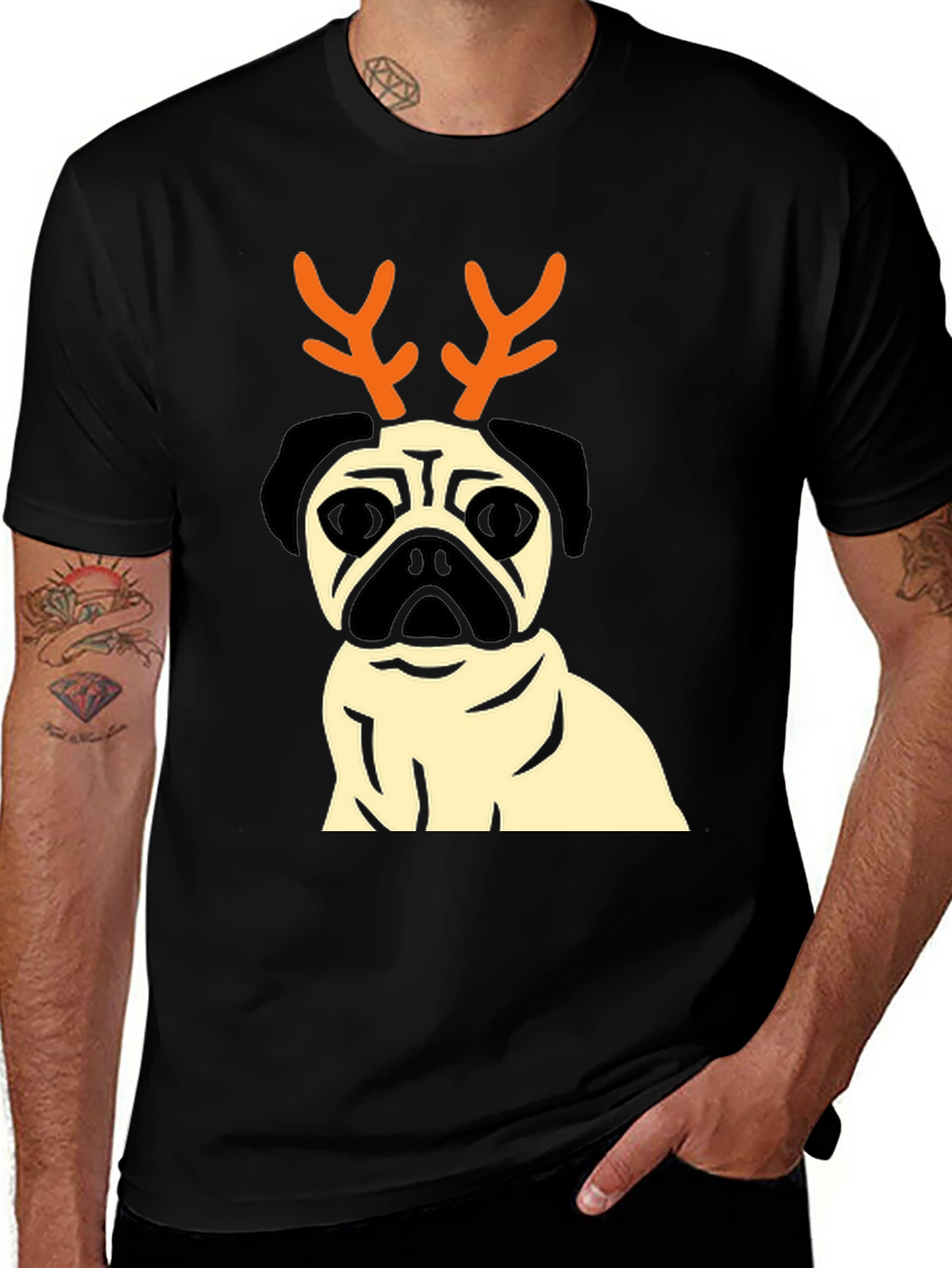 Pug Reindeer T-Shirt - Festive Dog Lover Apparel