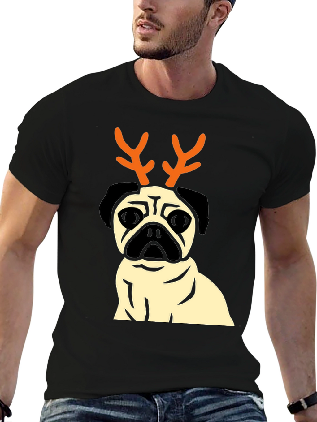 Pug Reindeer T-Shirt - Festive Dog Lover Apparel