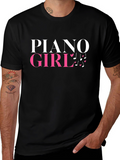 Piano Girl Graphic Tee - Music Lover Shirt