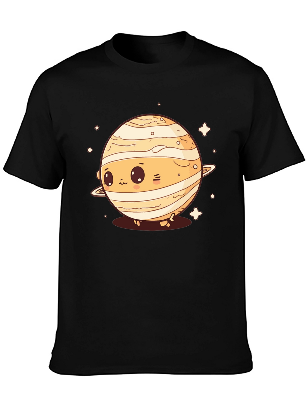 Cute Planet Saturn Graphic T-Shirt - Black