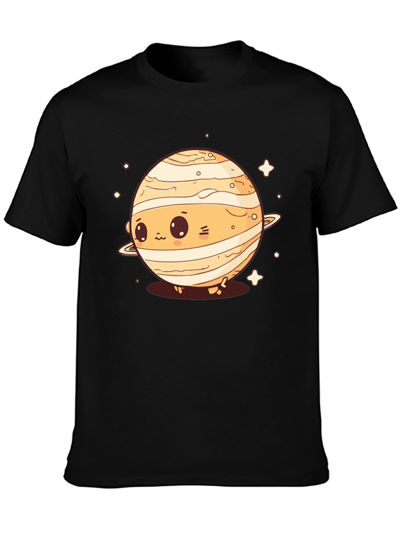 Cute Planet Saturn Graphic T-Shirt - Black